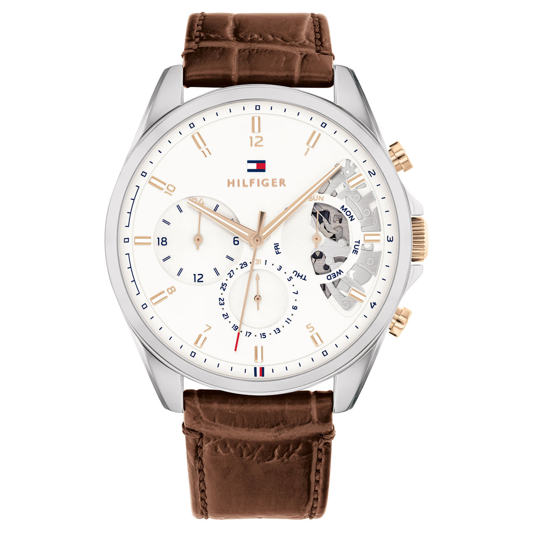 Tommy Hilfiger Brown Leather Men's Multi-function Watch - 1710450