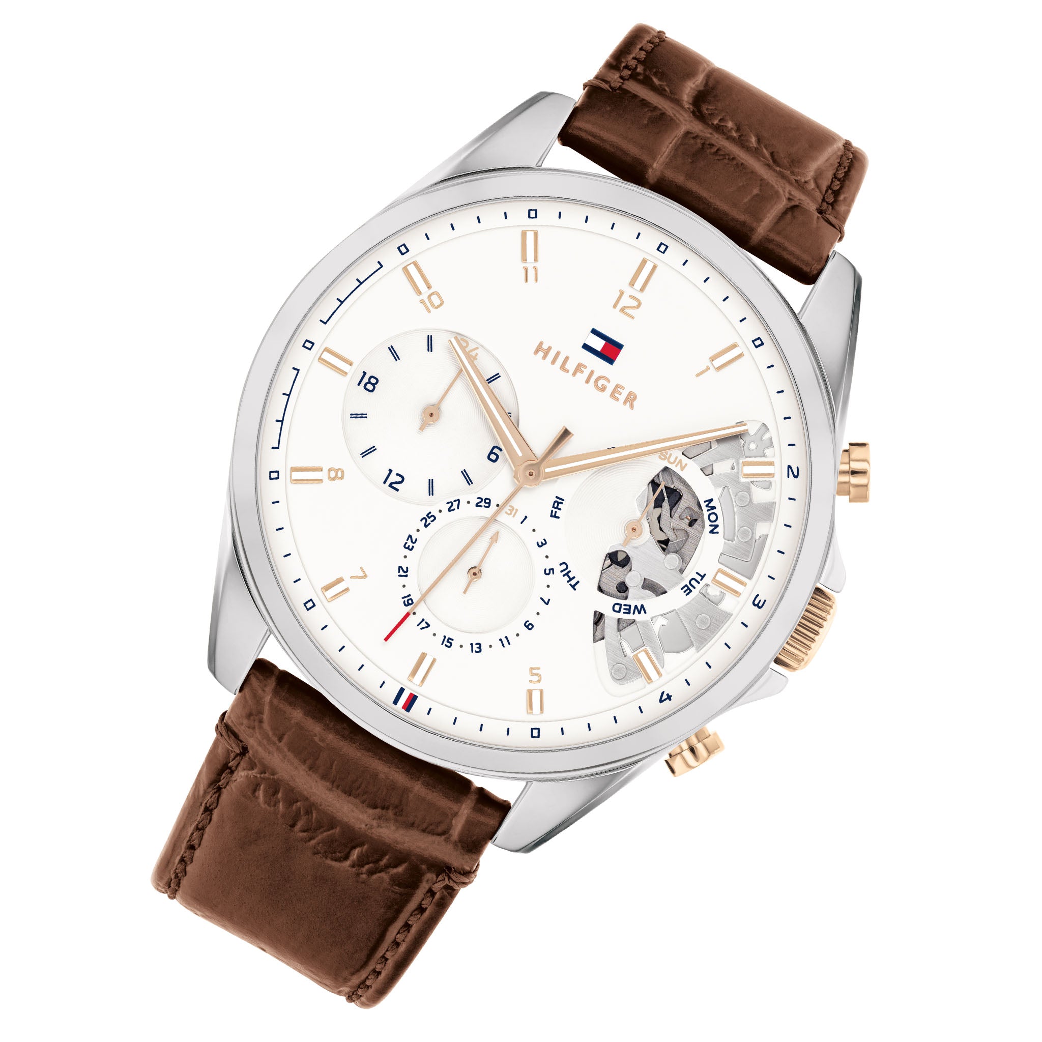 Tommy Hilfiger Brown Leather Men's Multi-function Watch - 1710450