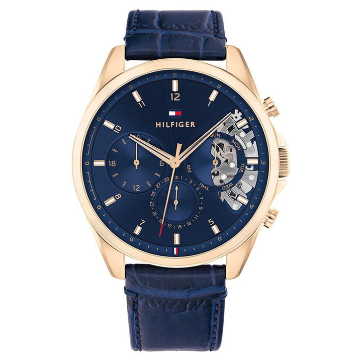 Tommy Hilfiger Blue Leather Men's Multi-function Watch - 1710451
