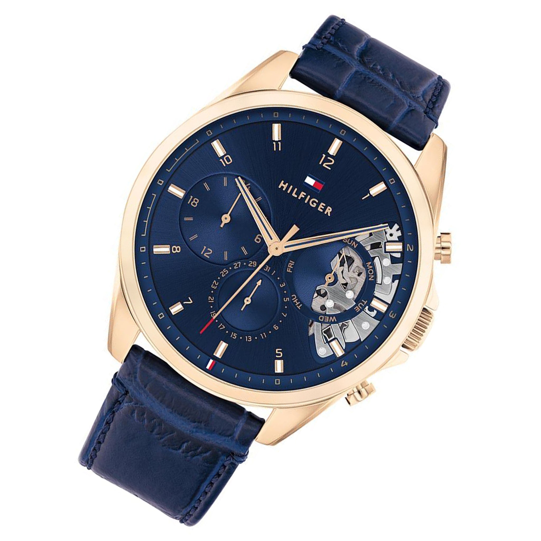 Tommy Hilfiger Blue Leather Men's Multi-function Watch - 1710451