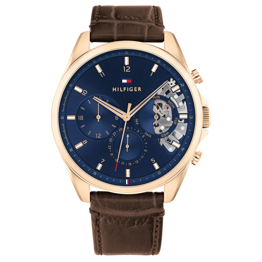 Tommy Hilfiger Brown Leather Men's Multi-function Watch - 1710453