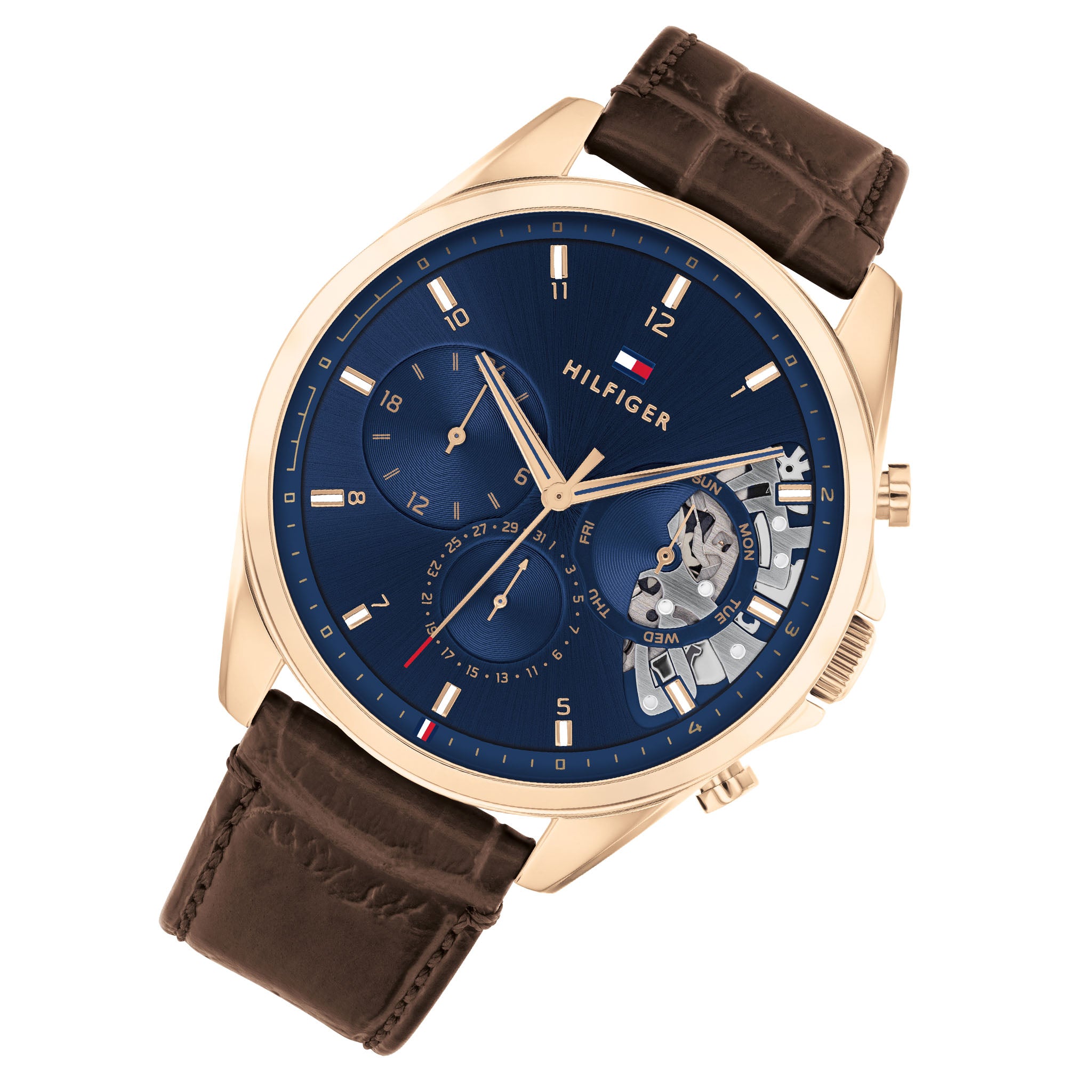 Tommy Hilfiger Brown Leather Men's Multi-function Watch - 1710453