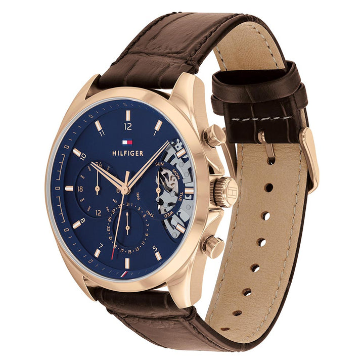 Tommy Hilfiger Brown Leather Men's Multi-function Watch - 1710453