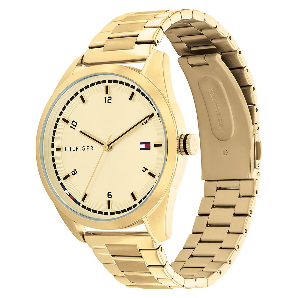 Tommy Hilfiger Gold Steel Champagne Dial Men's Watch - 1710457