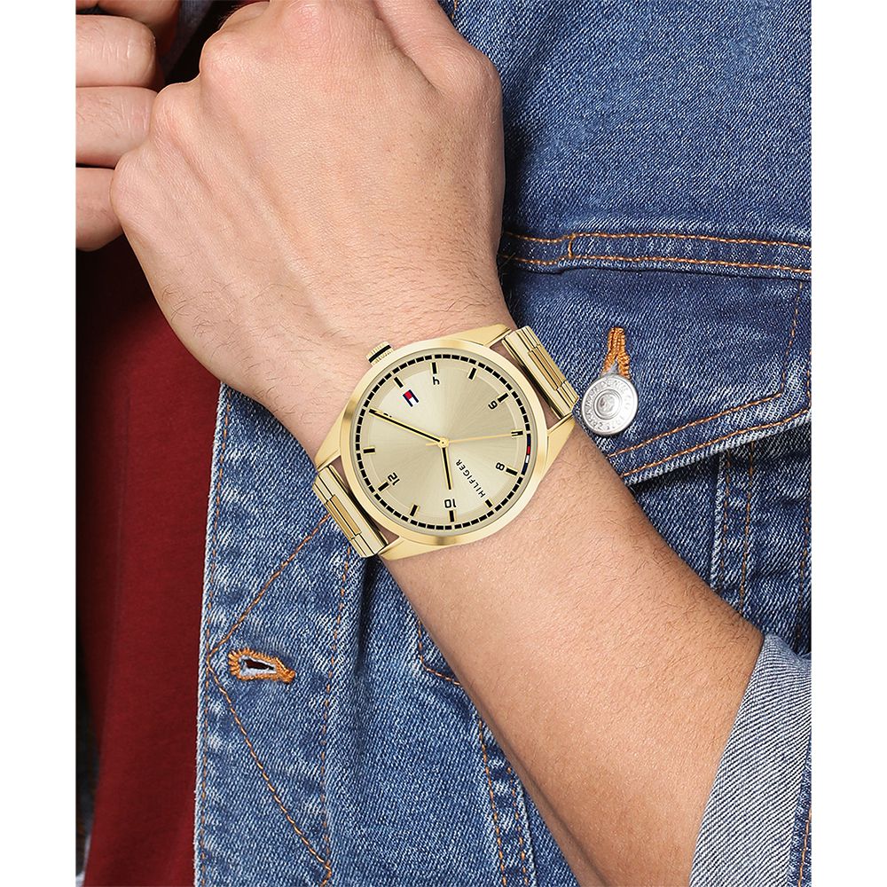 Tommy Hilfiger Gold Steel Champagne Dial Men's Watch - 1710457
