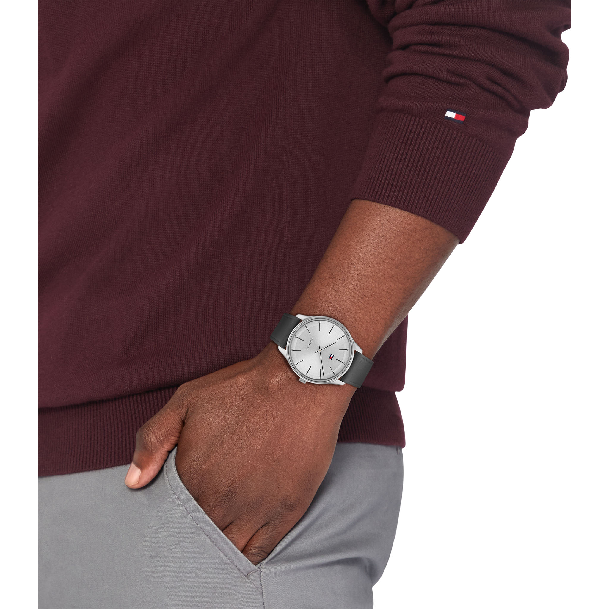 Tommy Hilfiger Grey Leather Dial Men's Watch - 1710465