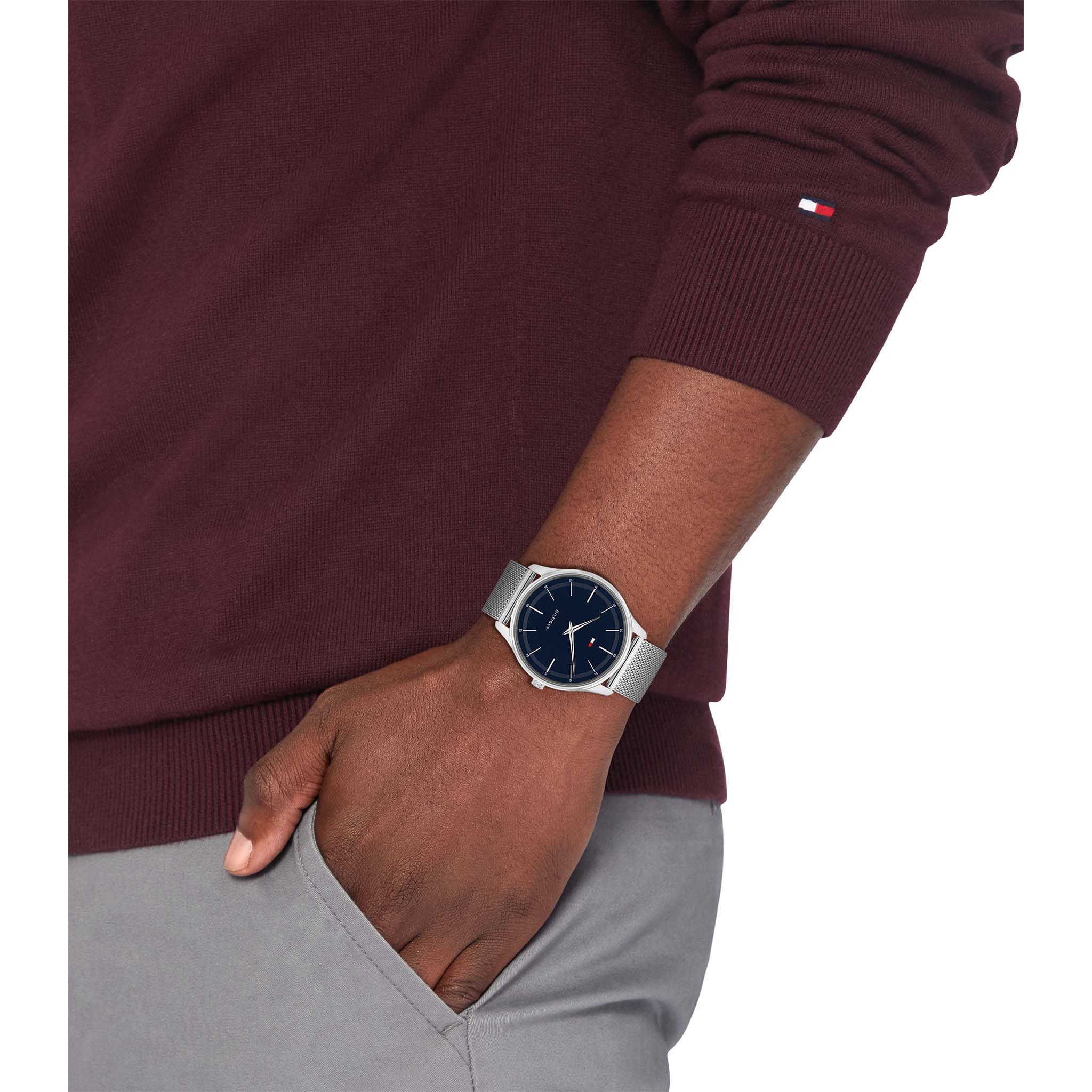 Tommy Hilfiger Stainless Steel Mesh Navy Dial Men's Watch - 1710468