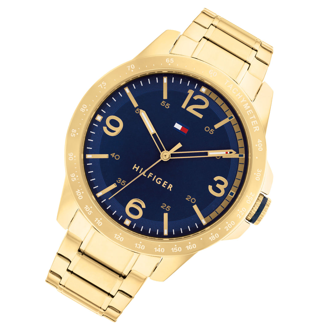 Tommy Hilfiger Gold Steel Navy Dial Men's Watch - 1710472