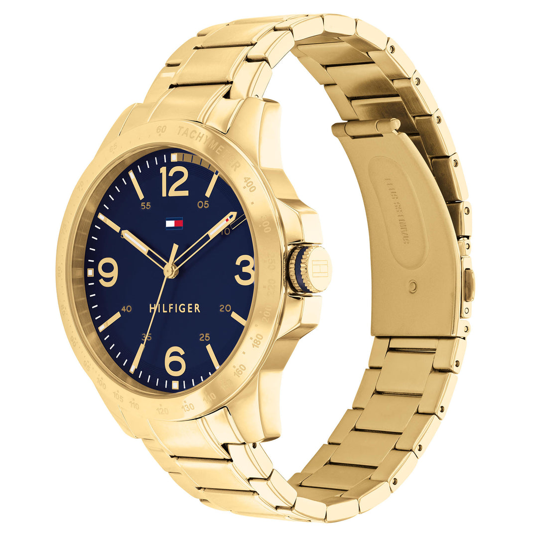 Tommy Hilfiger Gold Steel Navy Dial Men's Watch - 1710472