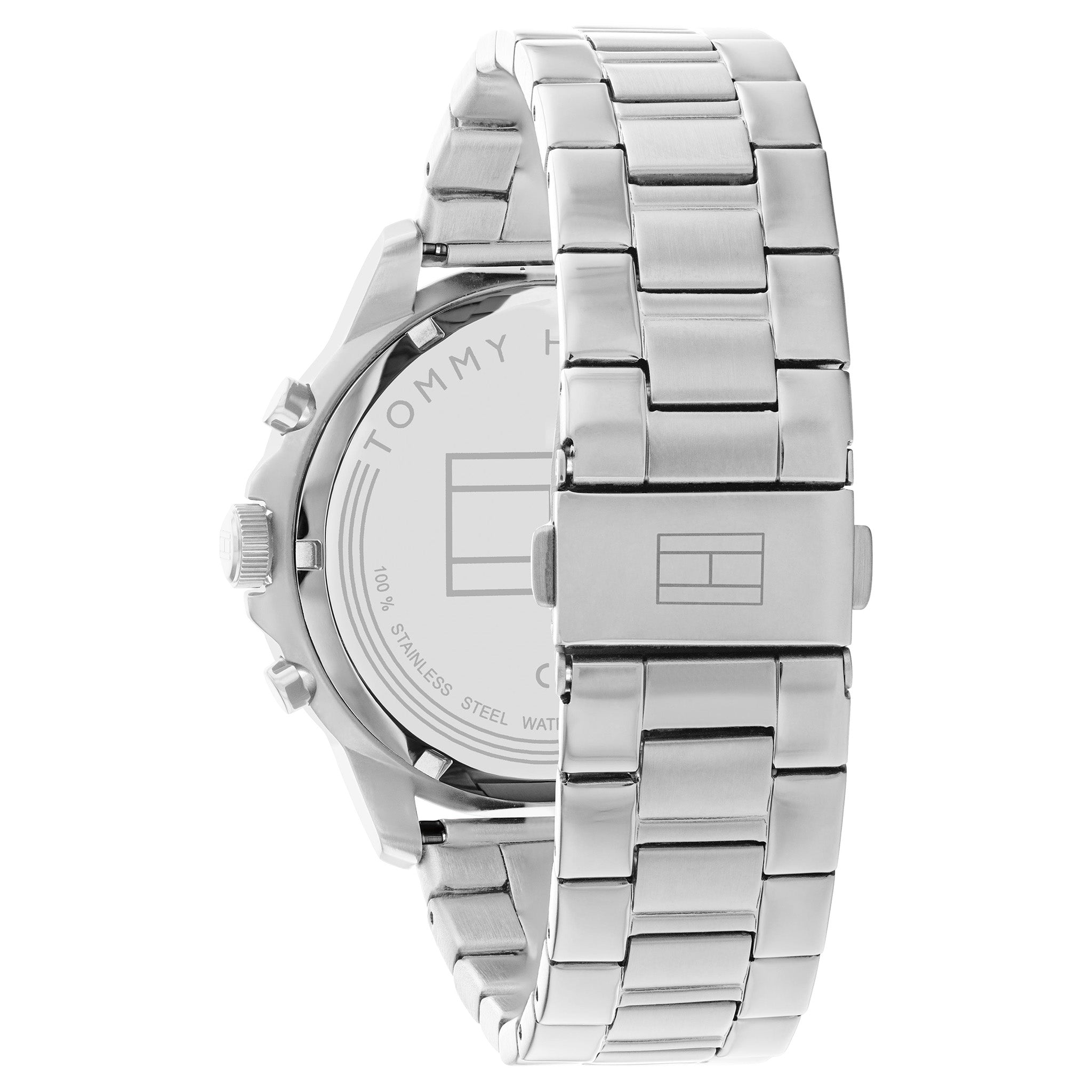 Tommy Hilfiger Silver Steel Black Dial Men's Multi-function Watch - 1710477