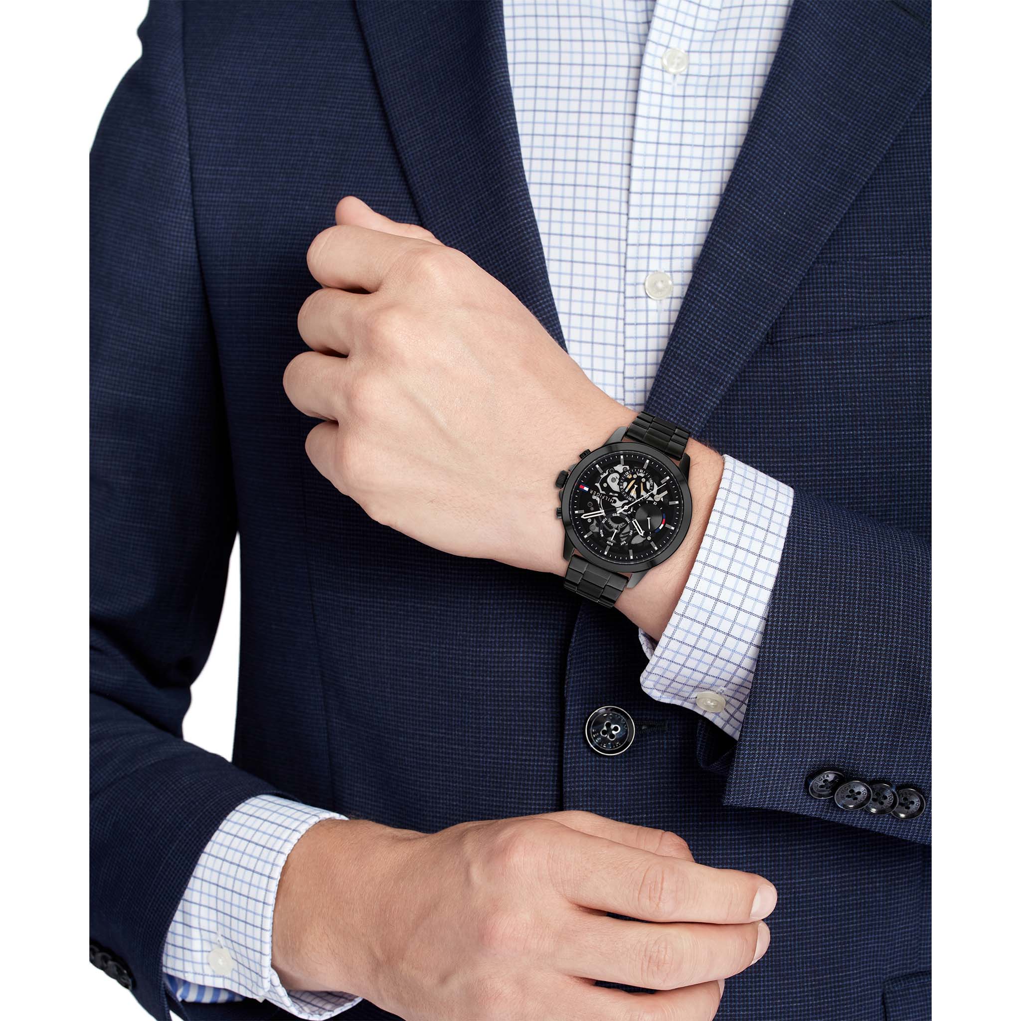 Tommy Hilfiger Black Steel Men's Multi-function Watch - 1710478