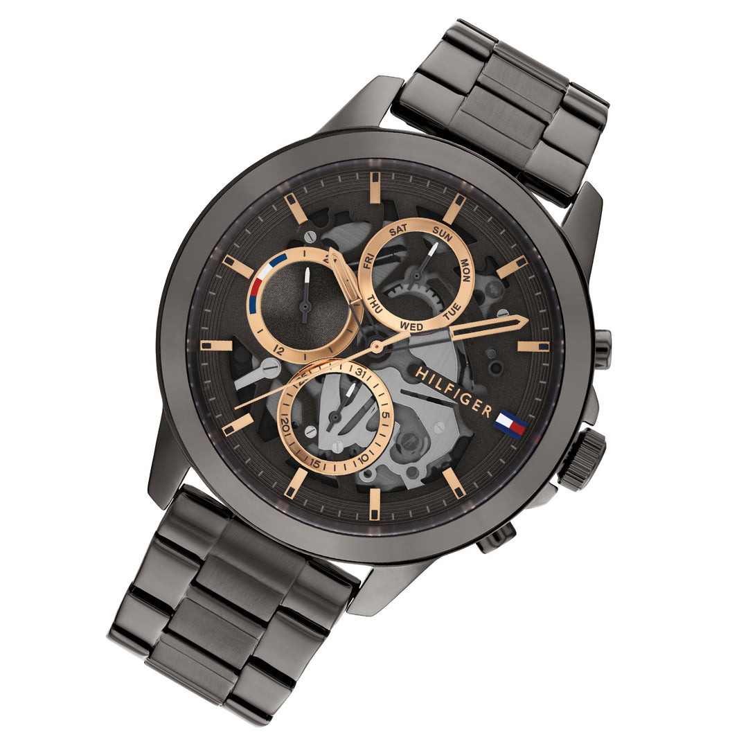 Tommy Hilfiger Grey Steel Dial 1710479 Watch – - Australia Factory Multi-function Watch Men\'s The