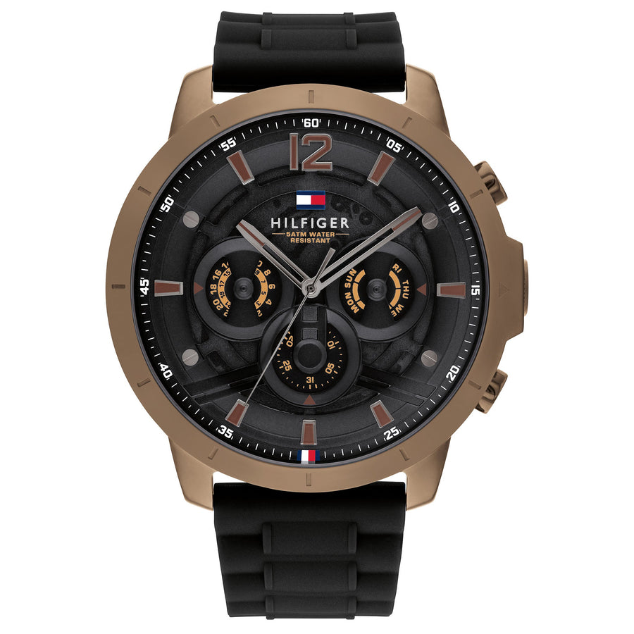 Tommy Hilfiger Black Silicone Band Men's Multi-function Watch - 1710491