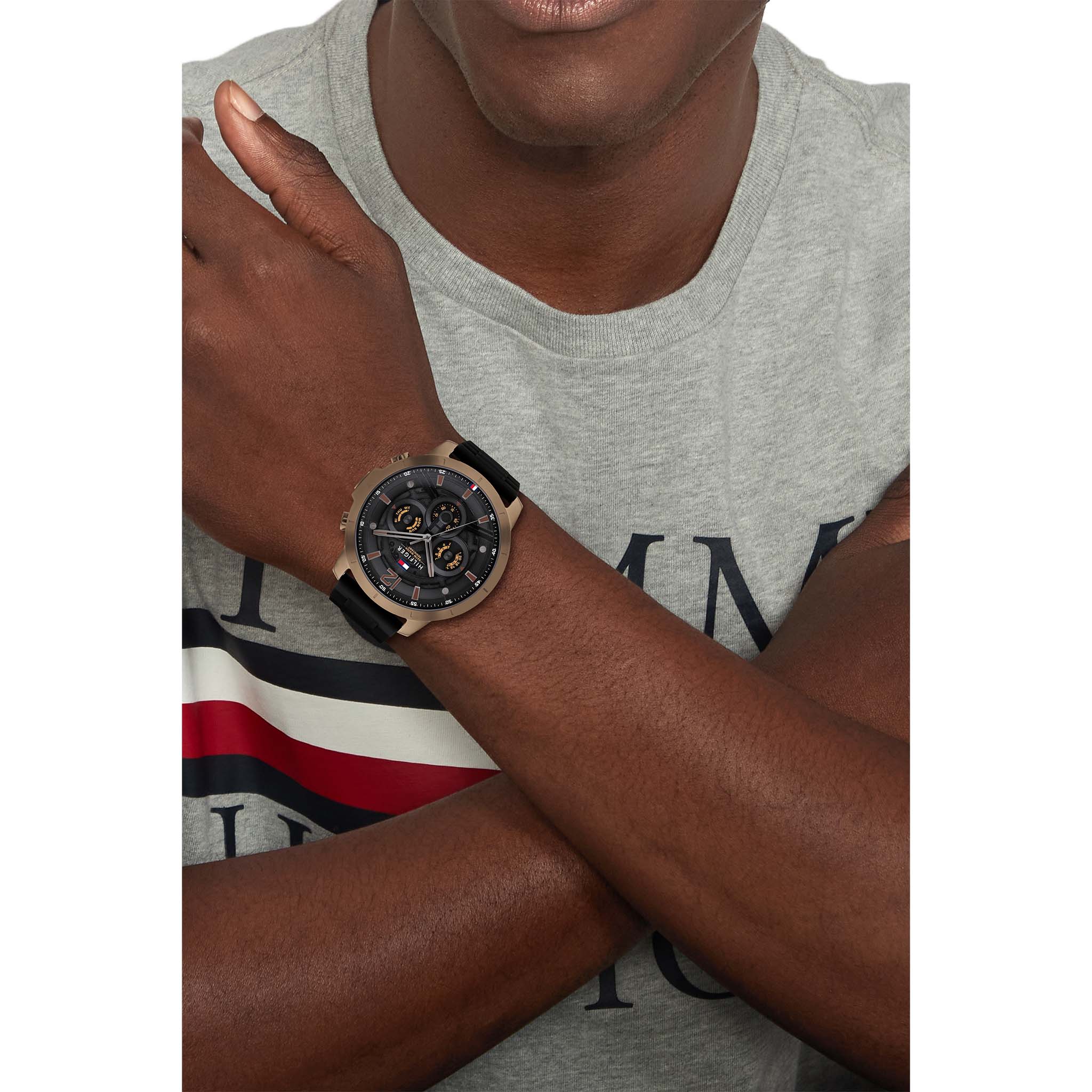 Tommy Hilfiger Black Silicone Band Men's Multi-function Watch - 1710491