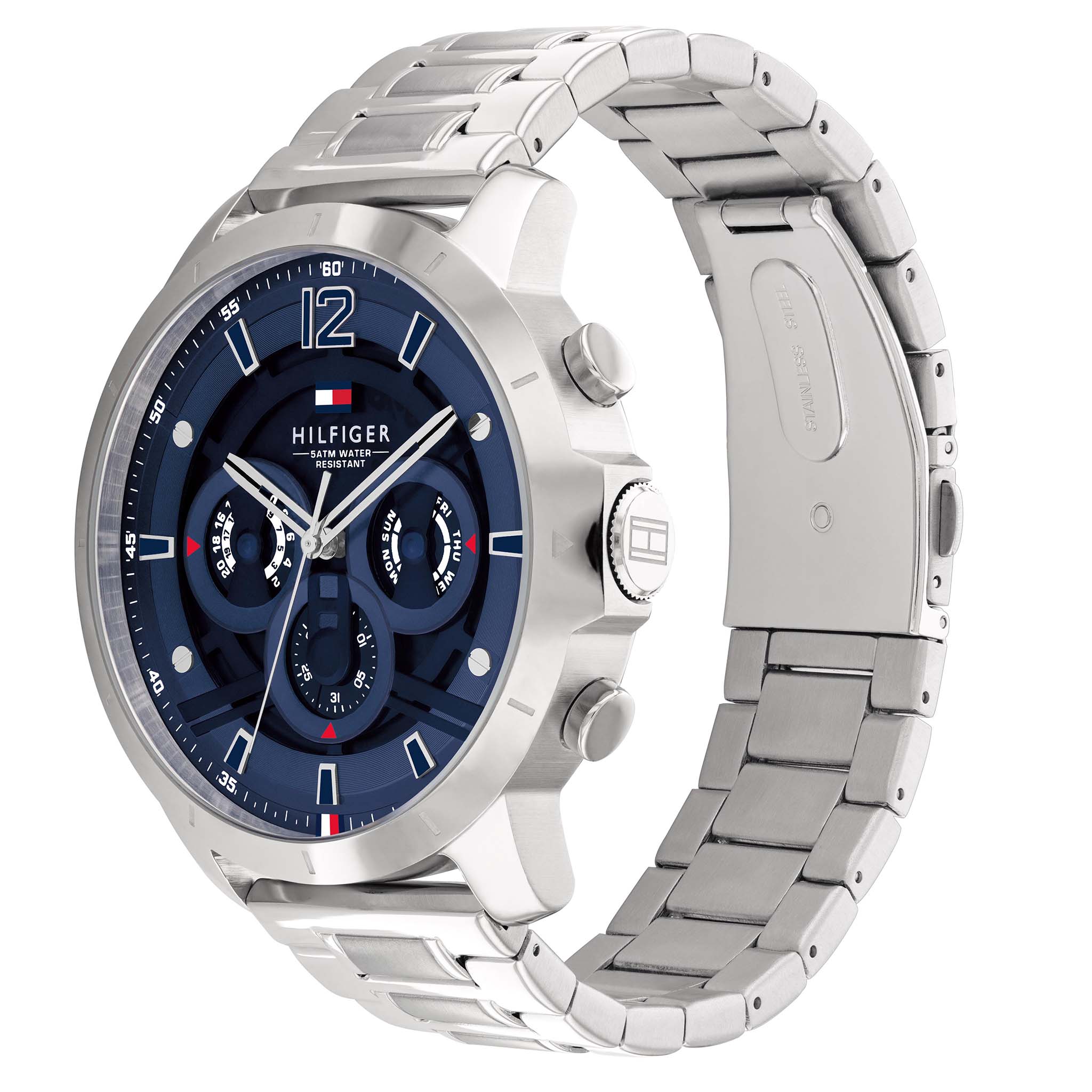 Tommy Hilfiger Silver Steel Navy Dial Men's Multi-function Watch - 1710492