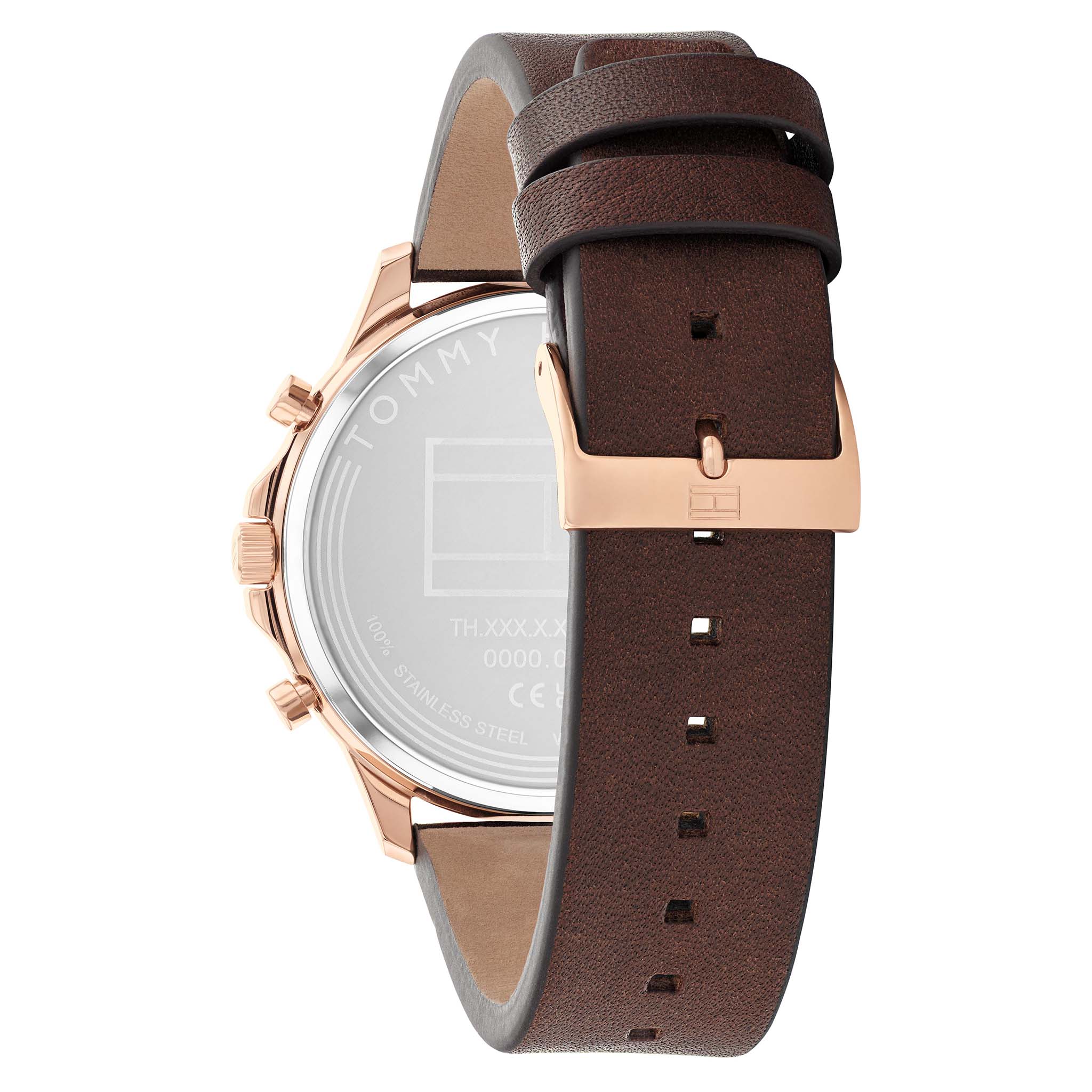 Tommy Hilfiger Brown Leather Multi-function Men's Watch - 1710497