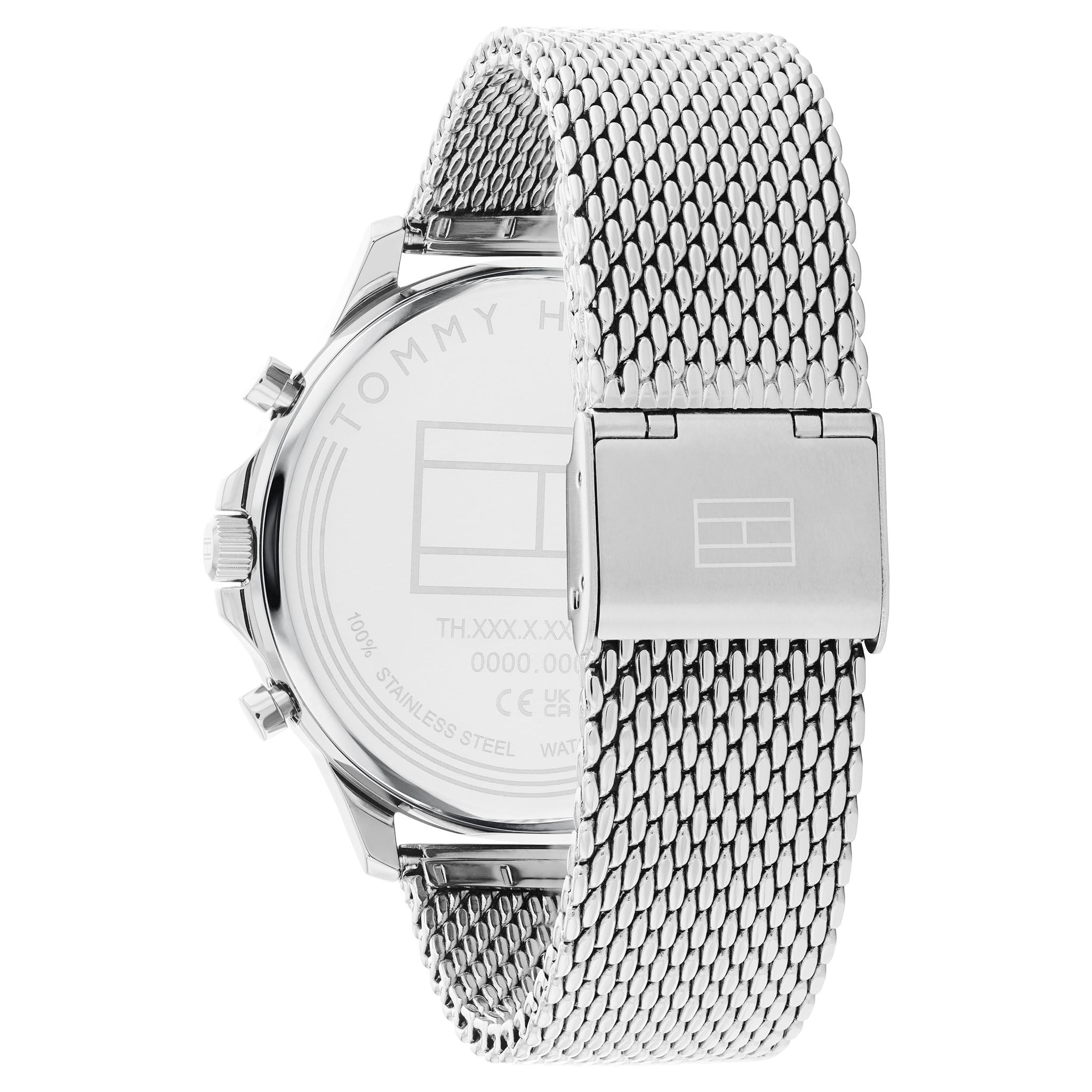 Tommy Hilfiger Silver-Tone Mesh Black Dial Multi-function Men's 