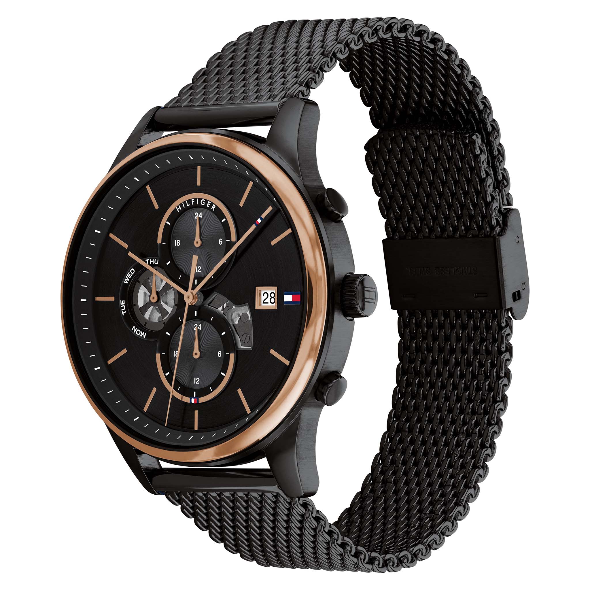 Tommy Hilfiger Black Mesh Multi-function Men's Watch - 1710505