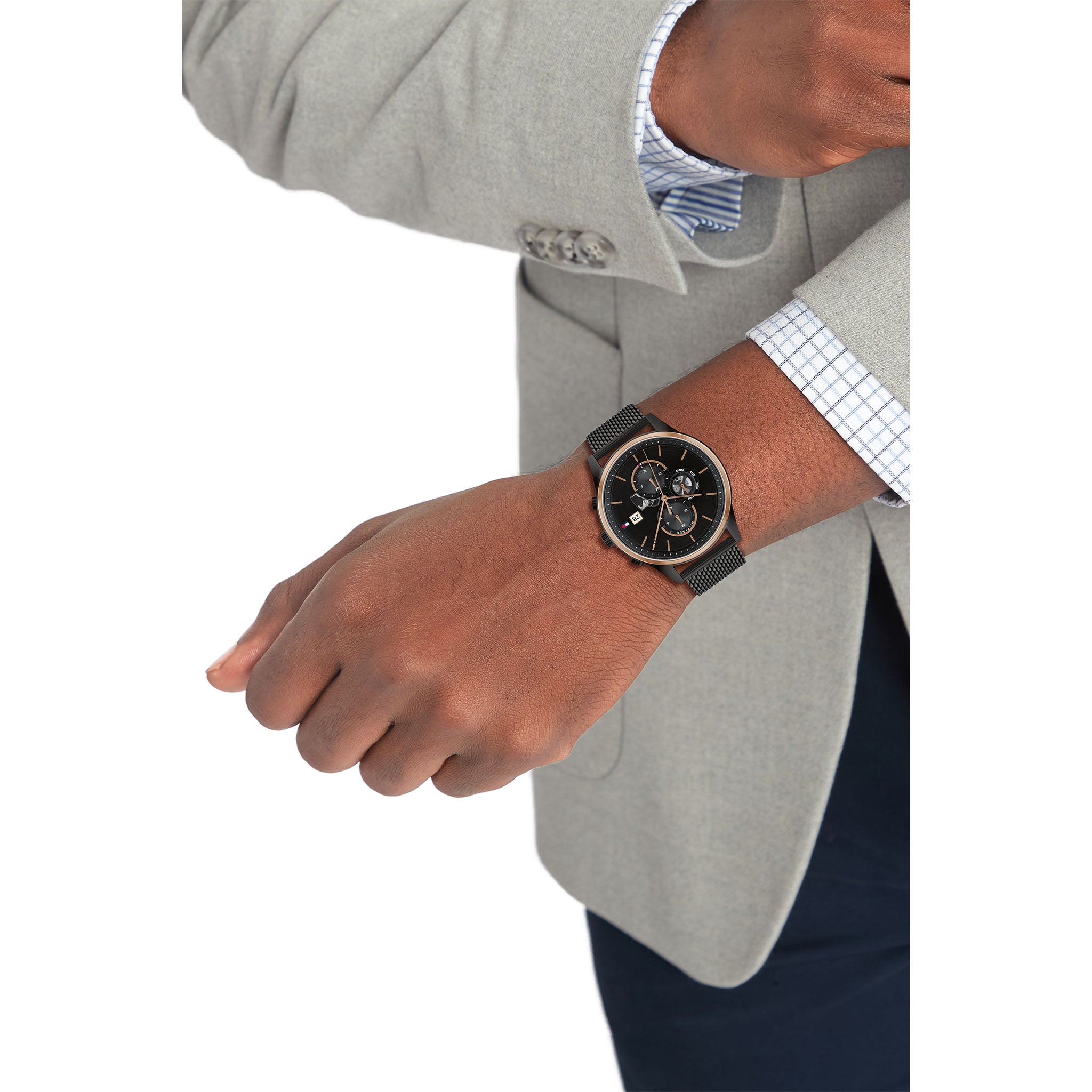 Tommy Hilfiger Black Mesh Multi-function Men's Watch - 1710505