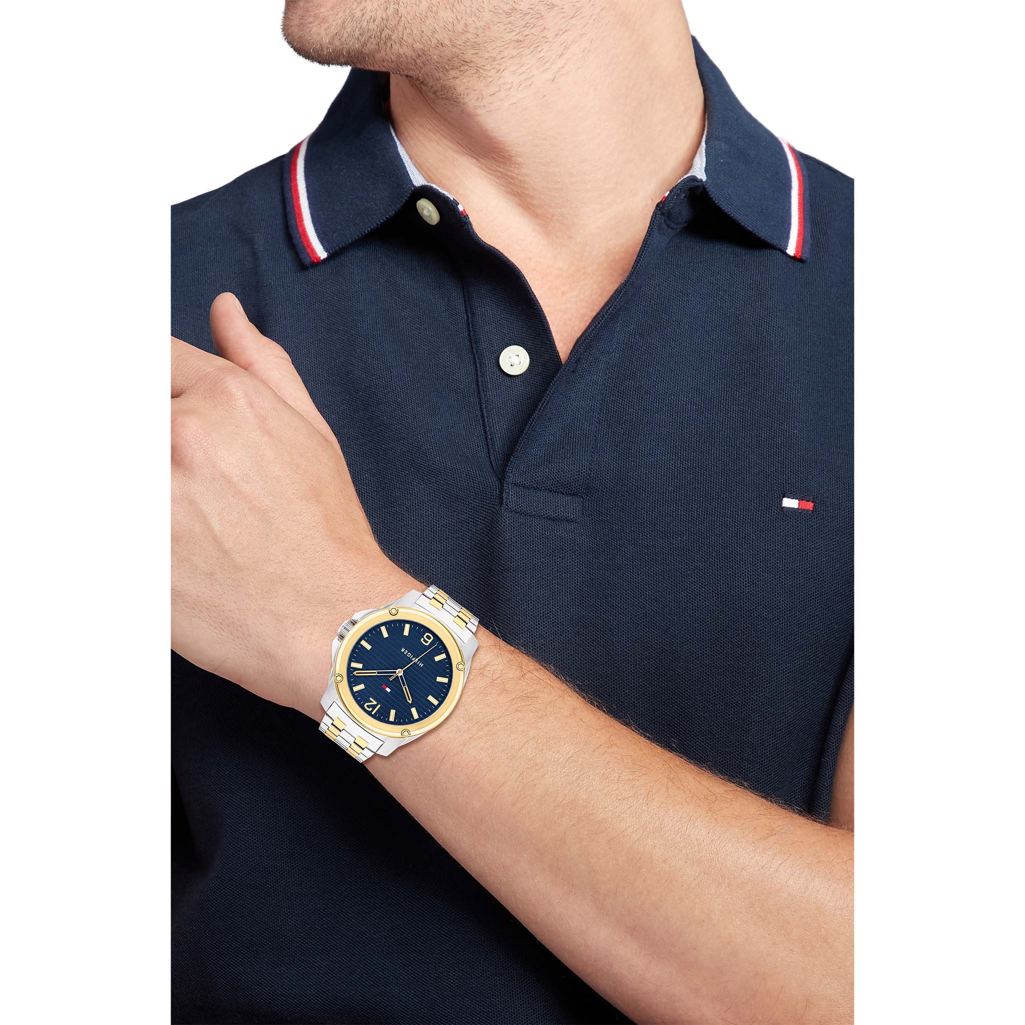 Tommy Hilfiger Two-Tone Steel Blue Dial Men's Watch - 1710507