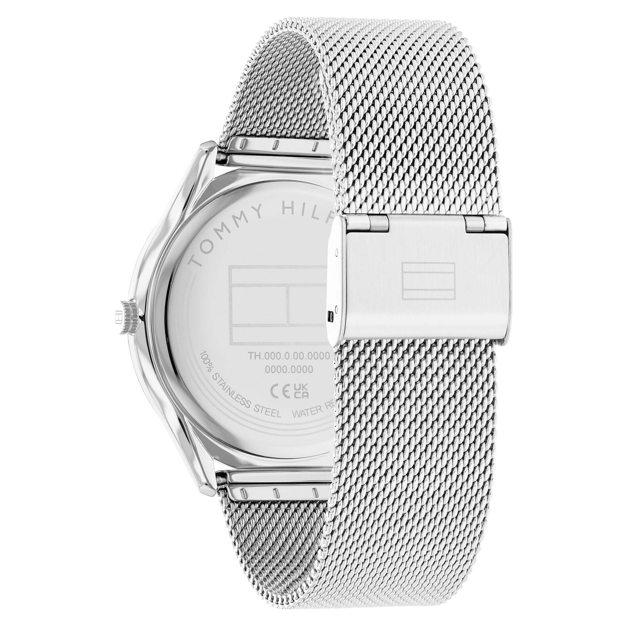 Tommy Hilfiger Silver-tone Steel Mesh Silver White Dial Slim Men's Watch - 1710512