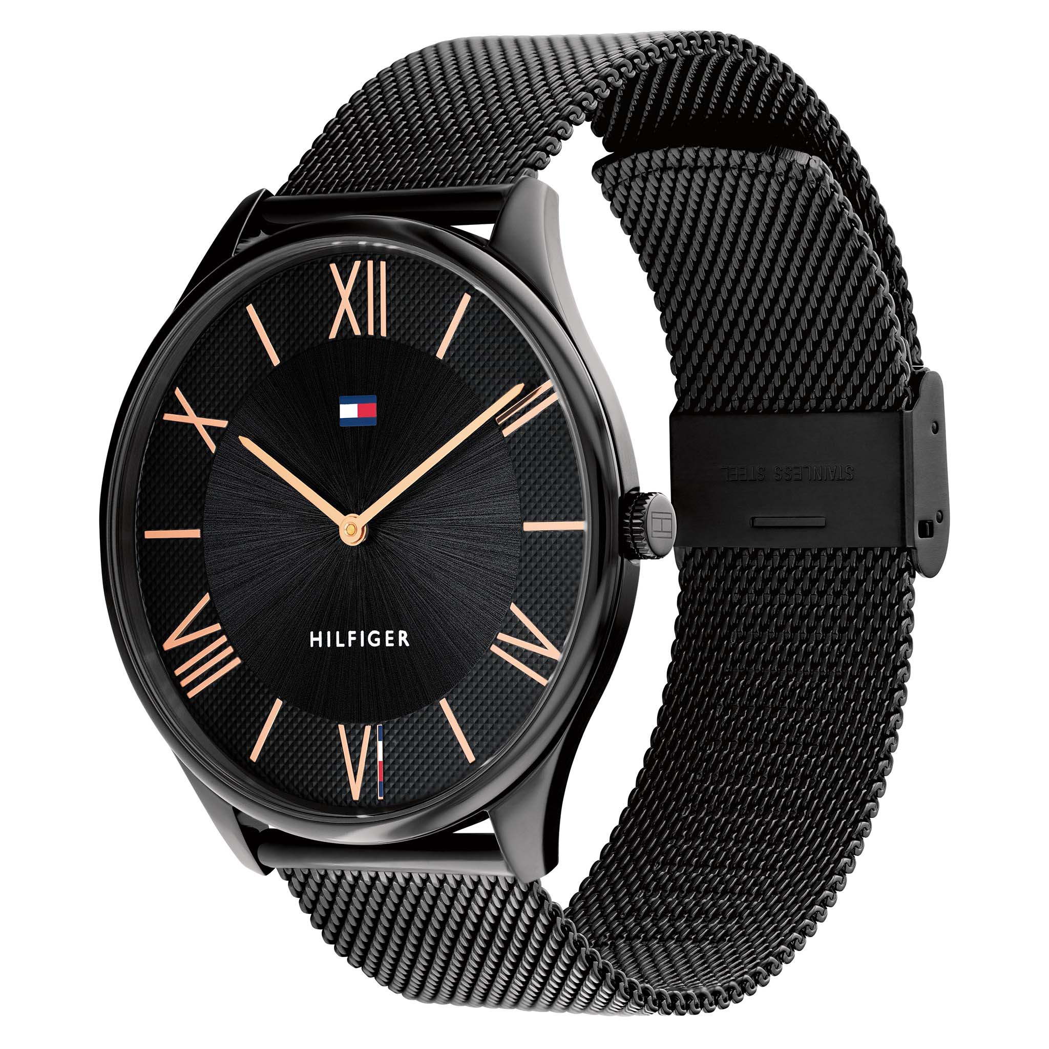 Tommy Hilfiger Black Steel Mesh Slim Men's Watch - 1710513