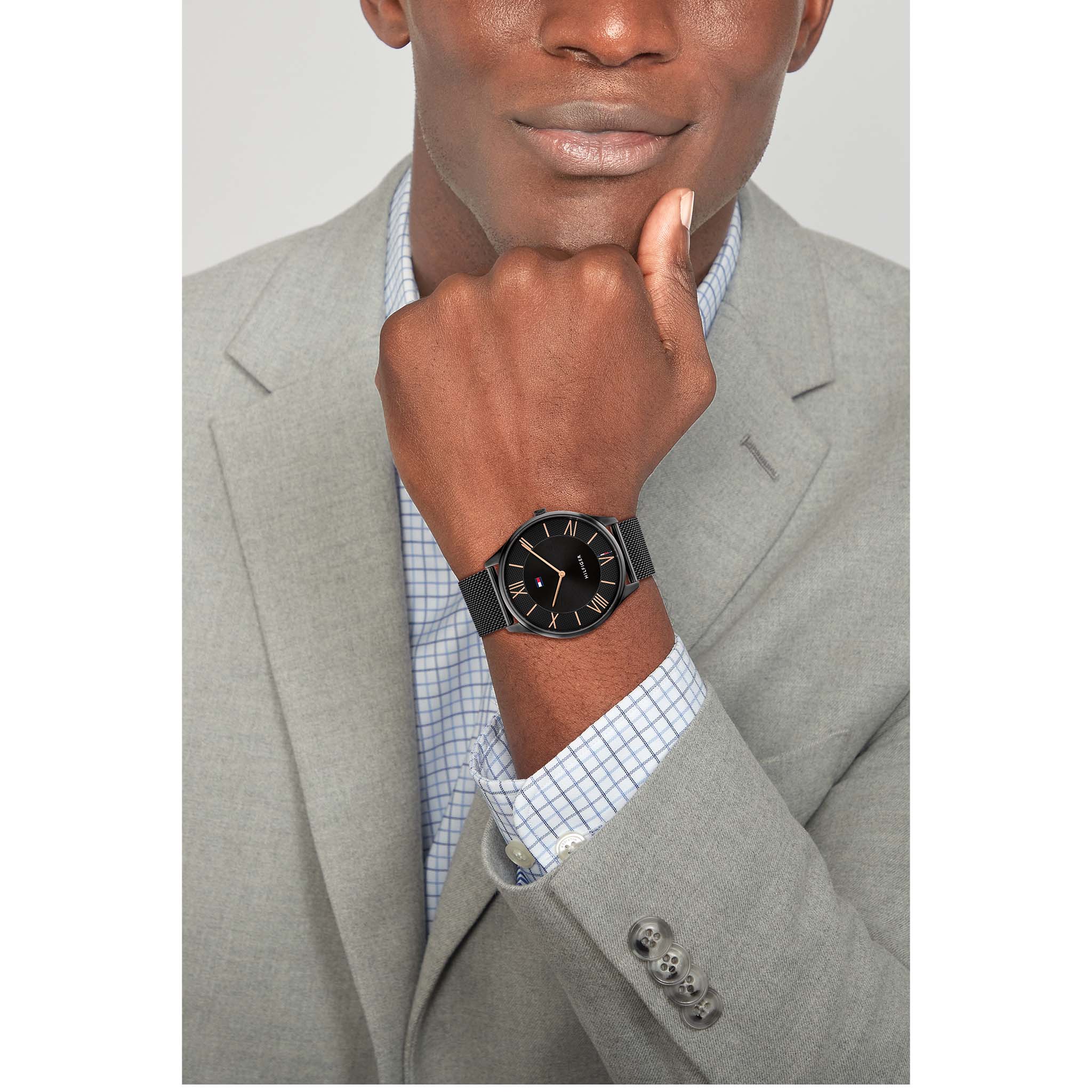 Tommy Hilfiger Black Steel Mesh Slim Men's Watch - 1710513