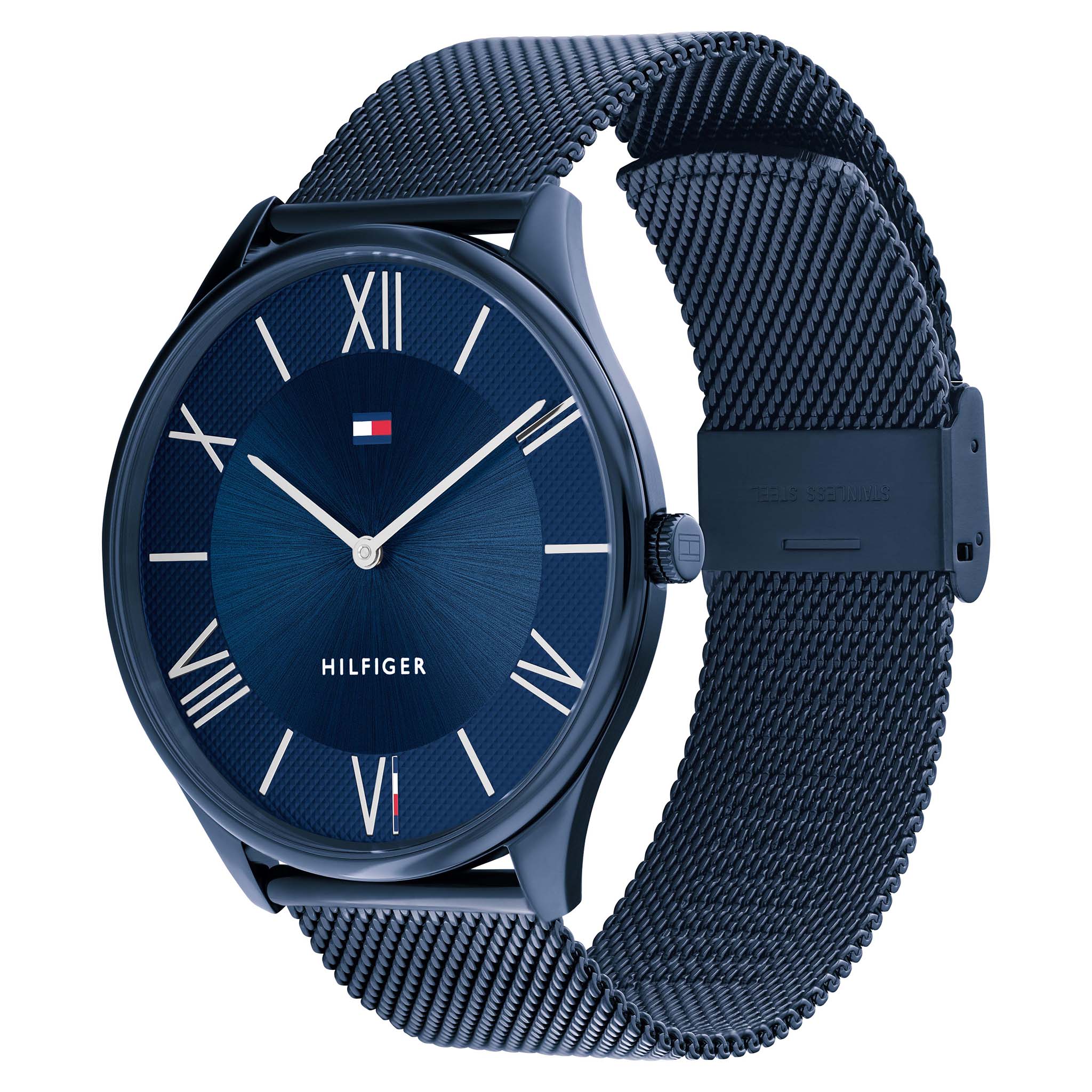 Tommy Hilfiger Blue Steel Mesh Navy Dial Slim Men's Watch - 1710514