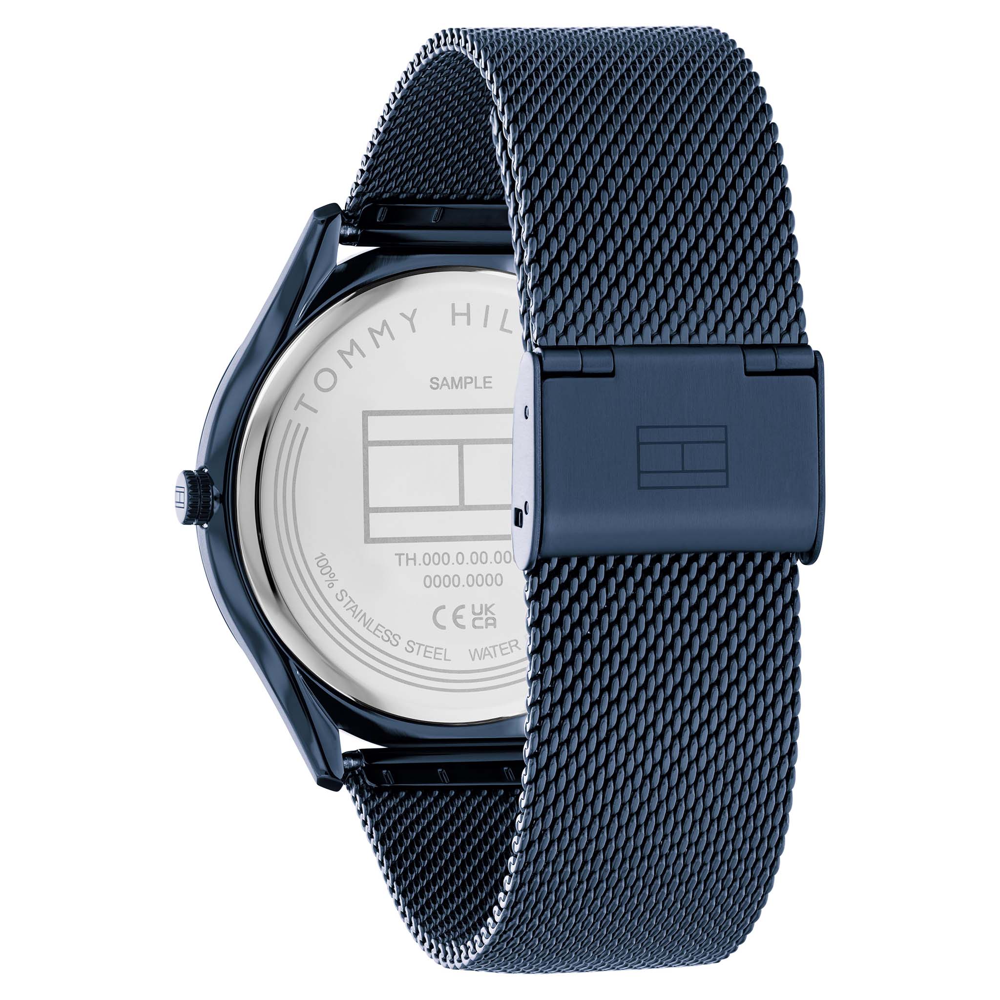 Tommy Hilfiger Blue Steel Mesh Navy Dial Slim Men's Watch - 1710514
