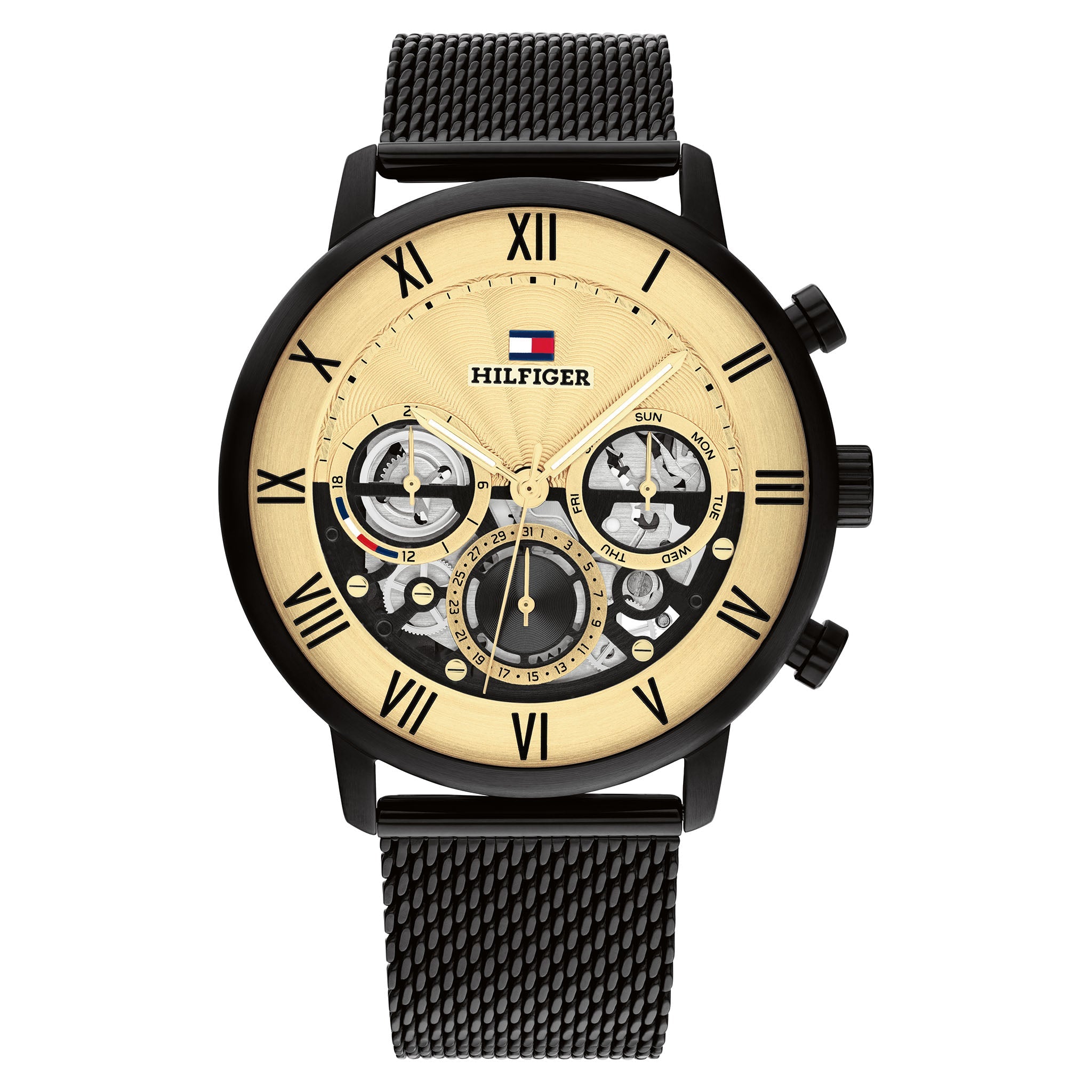 Tommy Hilfiger Legend Ionic Plated Black Steel Gold Dial Multi-function Men's Watch - 1710568