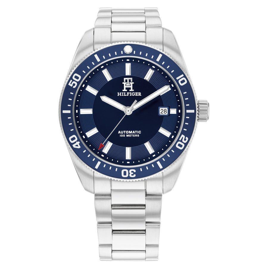 Tommy Hilfiger Silver Steel Navy Dial Mechanical-Automatic Men's Watch - 1710591