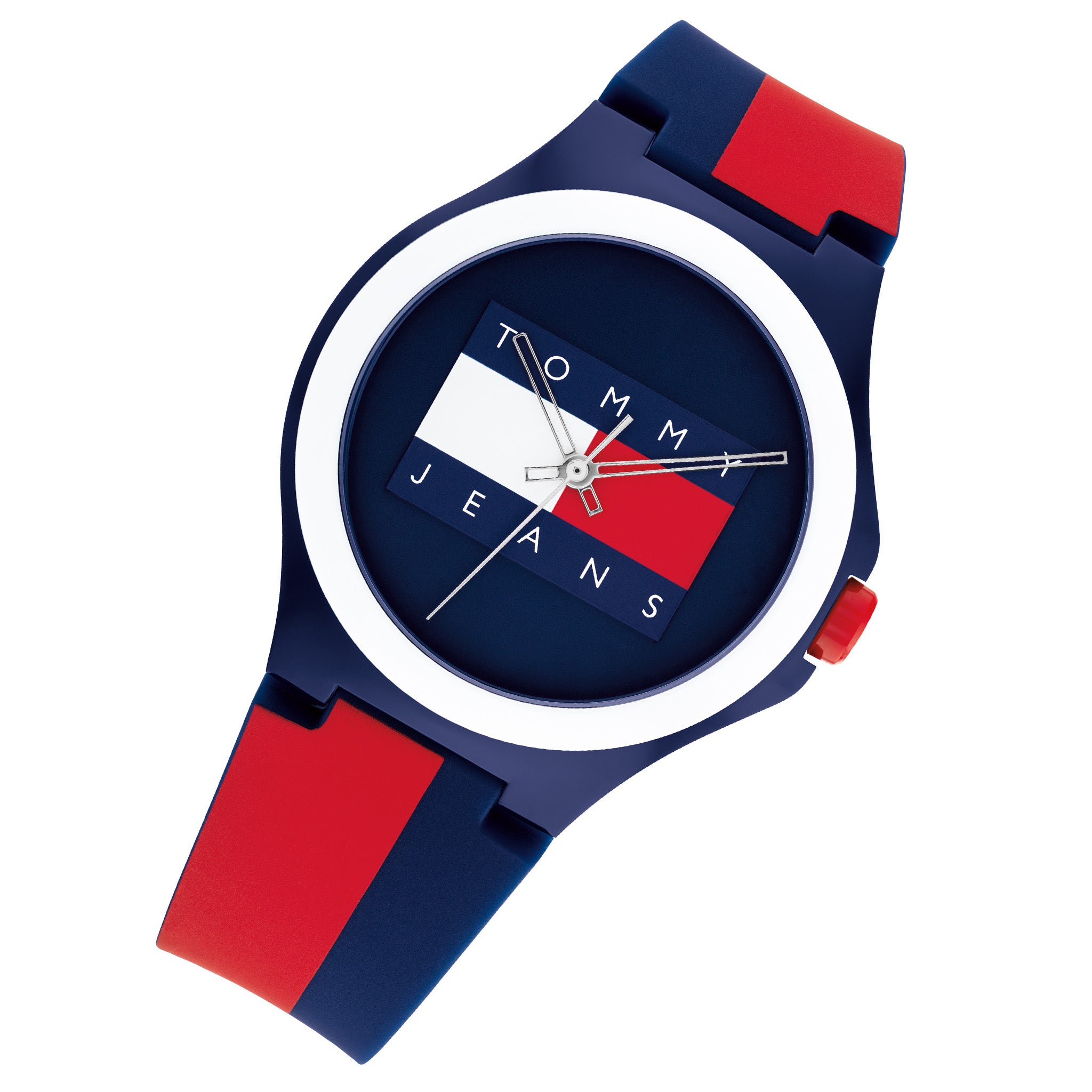 Tommy Hilfiger Navy & Red Silicone Band Navy Dial Unisex Teens Watch - 1720025