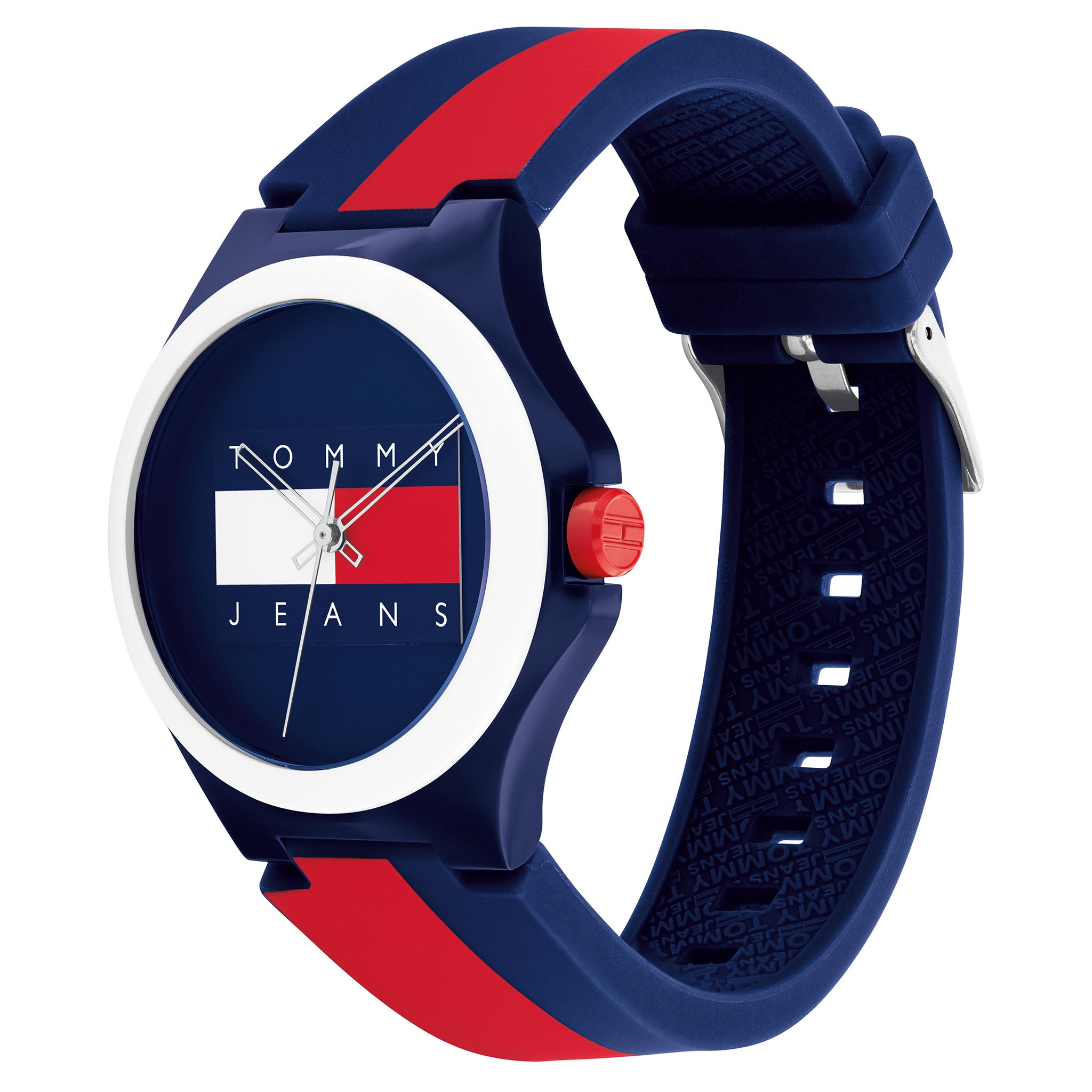 Tommy Hilfiger Navy & Red Silicone Band Navy Dial Unisex Teens Watch - 1720025