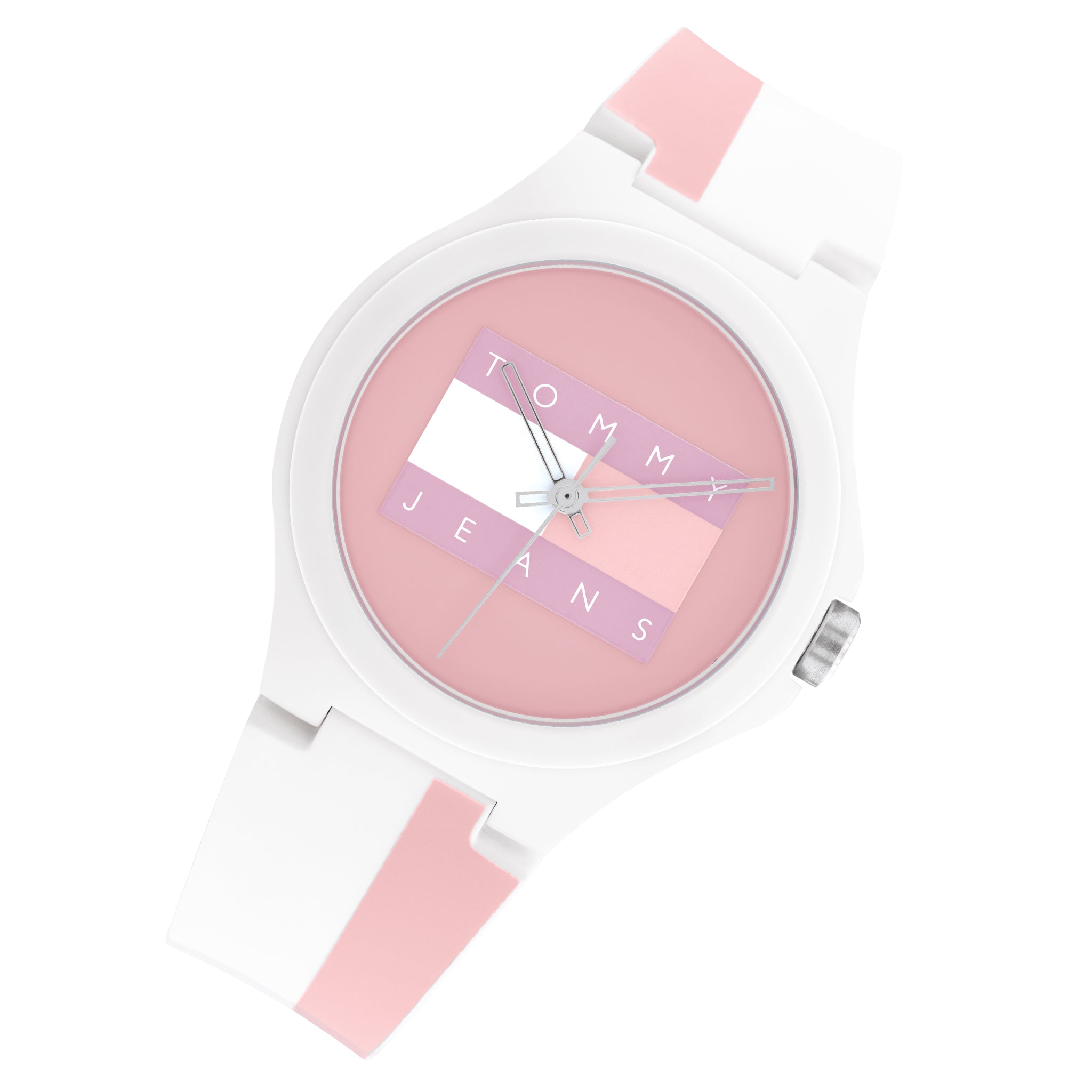 Tommy Hilfiger White & Pink Silicone Band Pink Dial Unisex Watch - 1720026