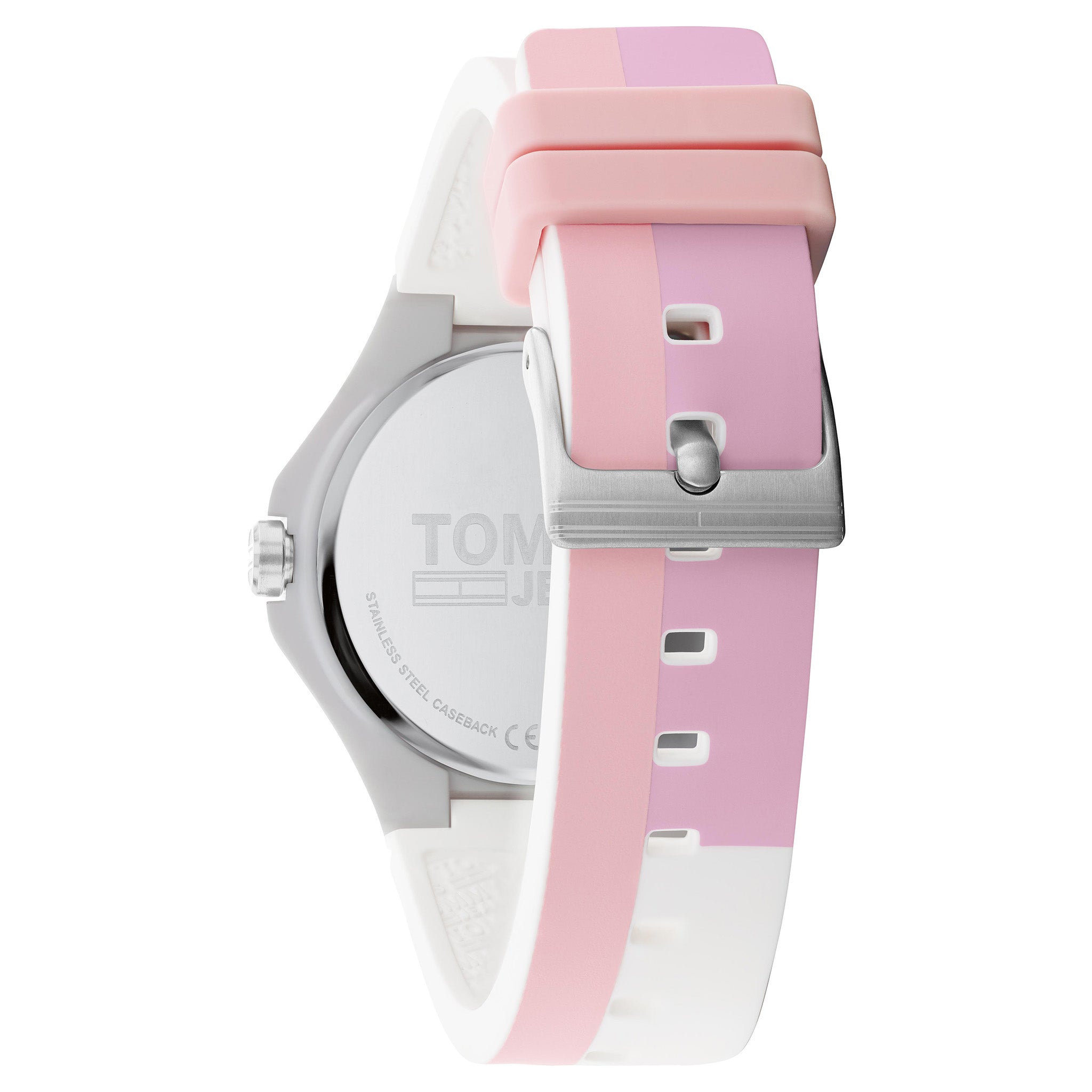 Tommy Hilfiger White & Pink Silicone Band Pink Dial Unisex Watch - 1720026