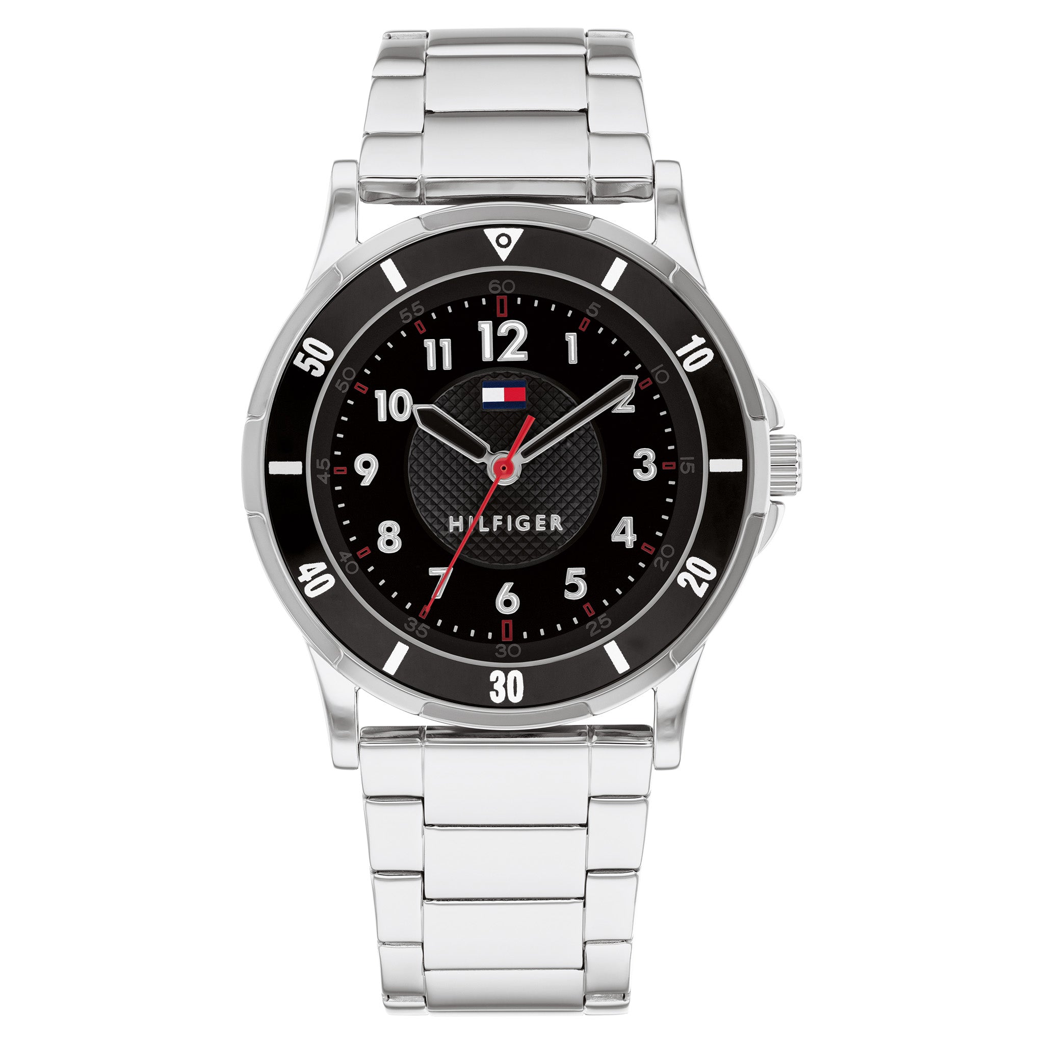 Tommy Hilfiger Silver Steel Black Dial Kid's Watch - 1720042