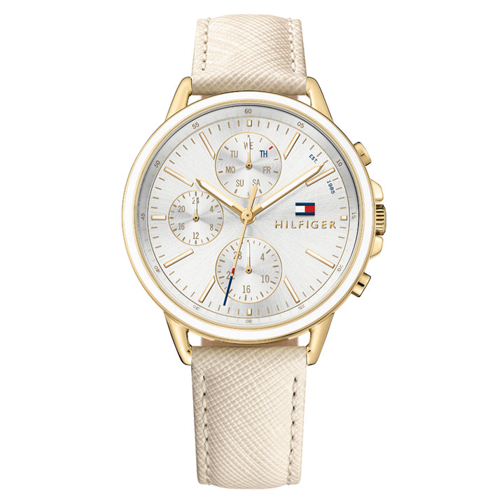 Tommy Hilfiger Nude Leather Silver White Dial Women's Multi-function Watch - 1781790