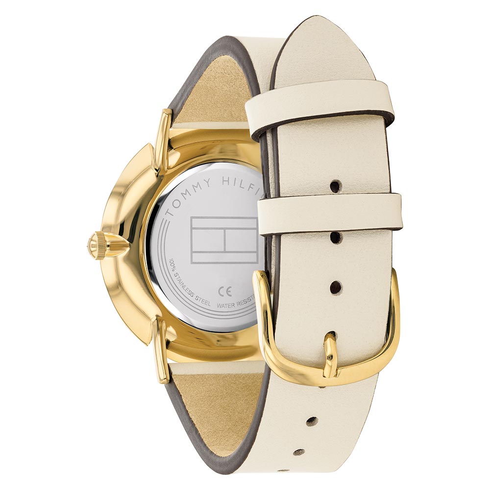 Tommy Hilfiger Beige Leather Grey Dial Multi-function Women's Watch - 1782035