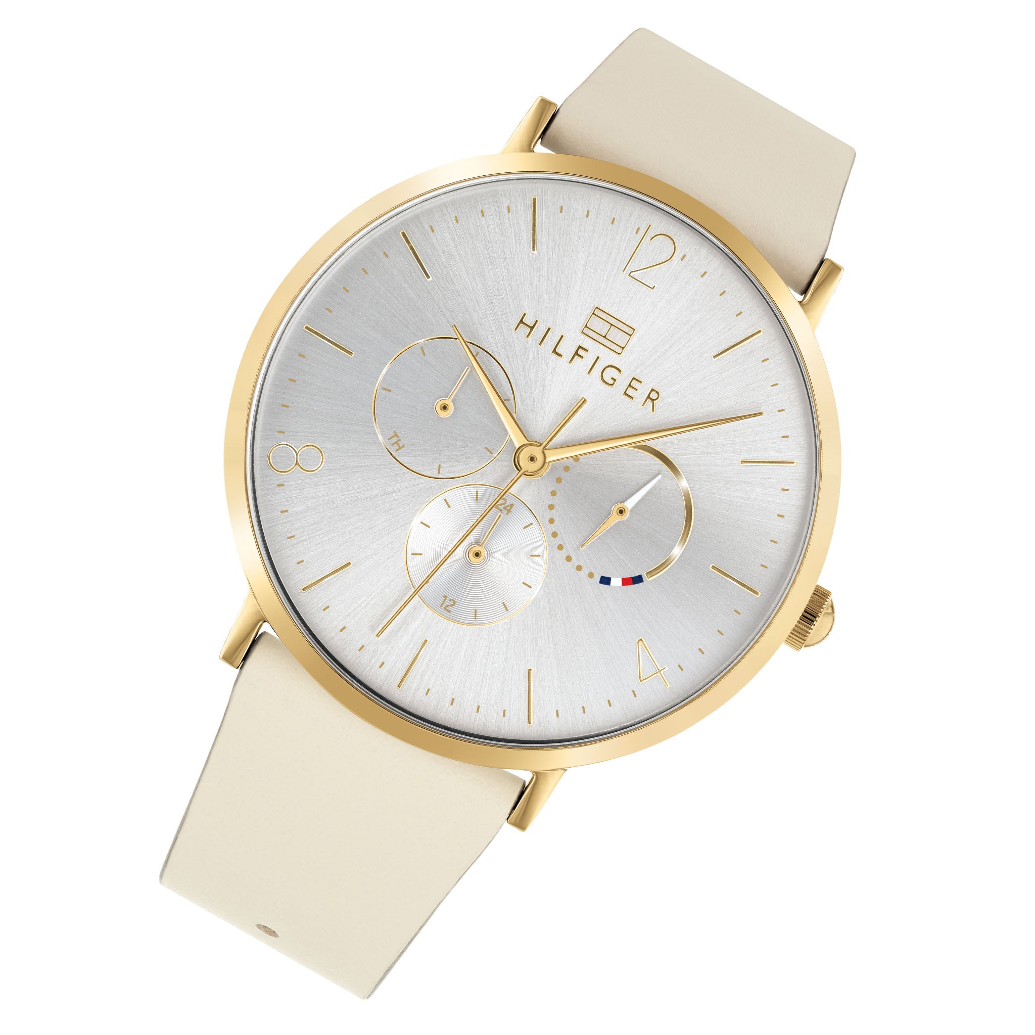Tommy Hilfiger Beige Leather Grey Dial Multi-function Women's Watch - 1782035
