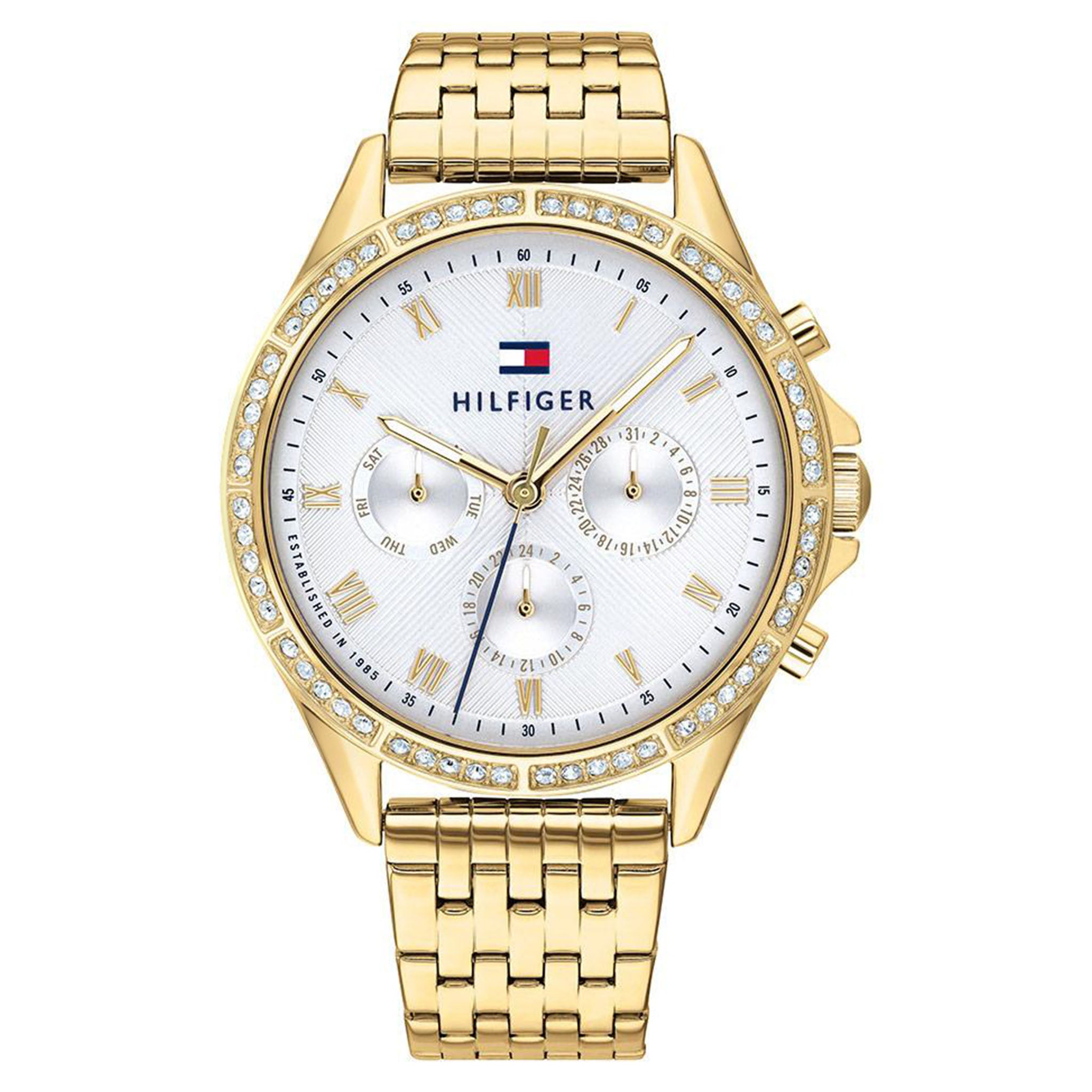 Tommy Hilfiger Gold Steel White Dial Multi-function Women's Watch - 1782142