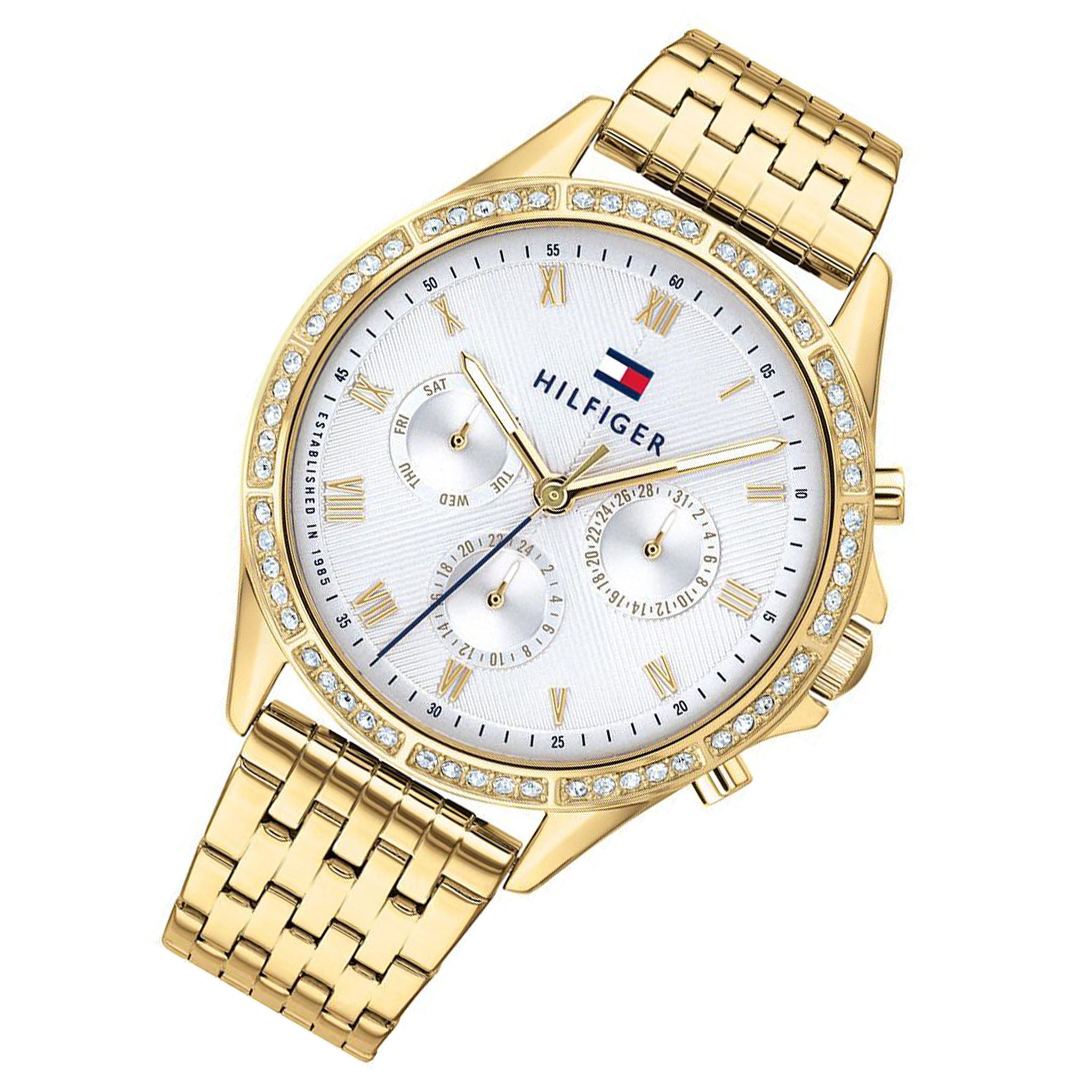 Tommy Hilfiger Gold Steel White Dial Multi-function Women's Watch - 1782142