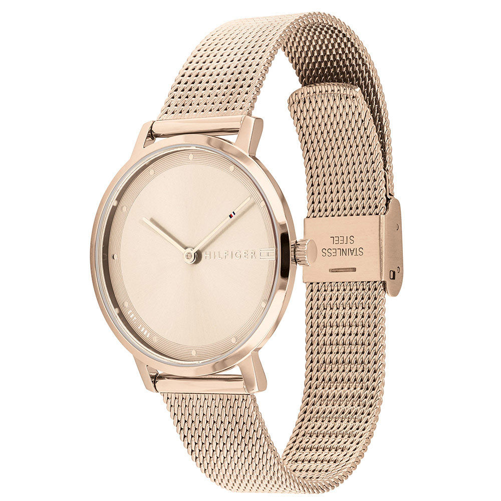 Tommy Hilfiger Mesh Carnation Gold Ladies Slim Watch - 1782150