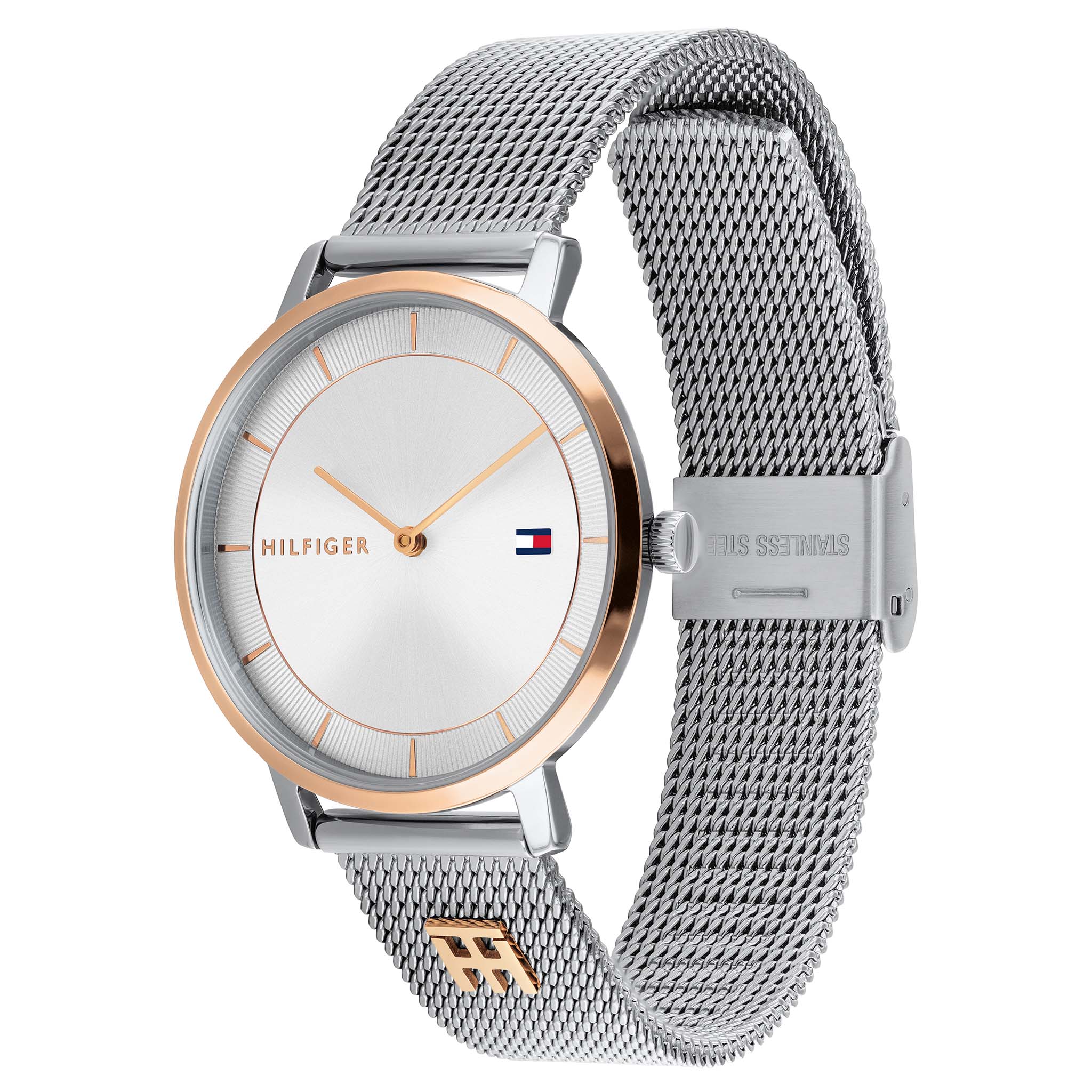 Tommy Hilfiger Silver Mesh White Dial Women's Watch - 1782288