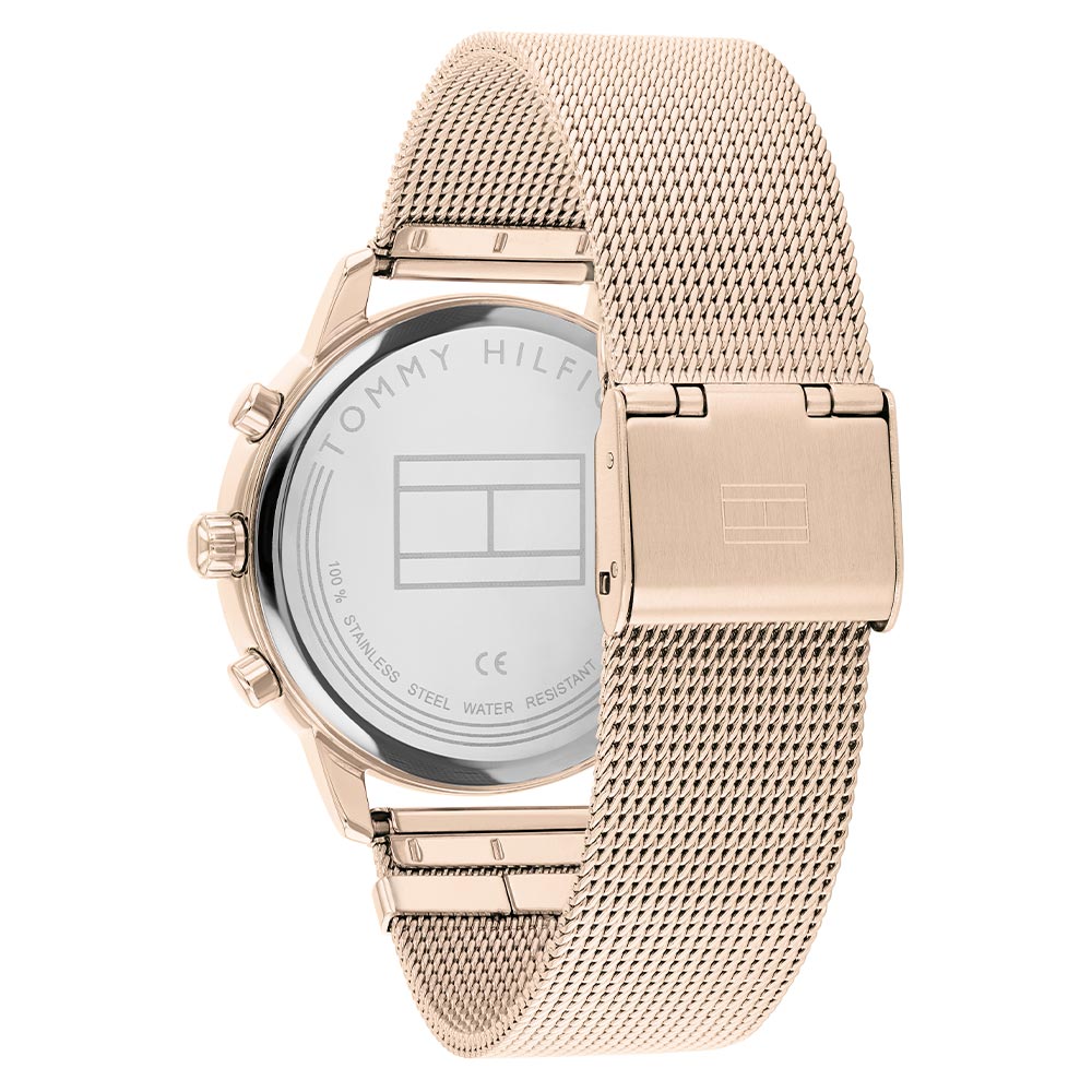 Tommy Hilfiger Carnation Gold Mesh Multi-function Women's Watch - 1782303