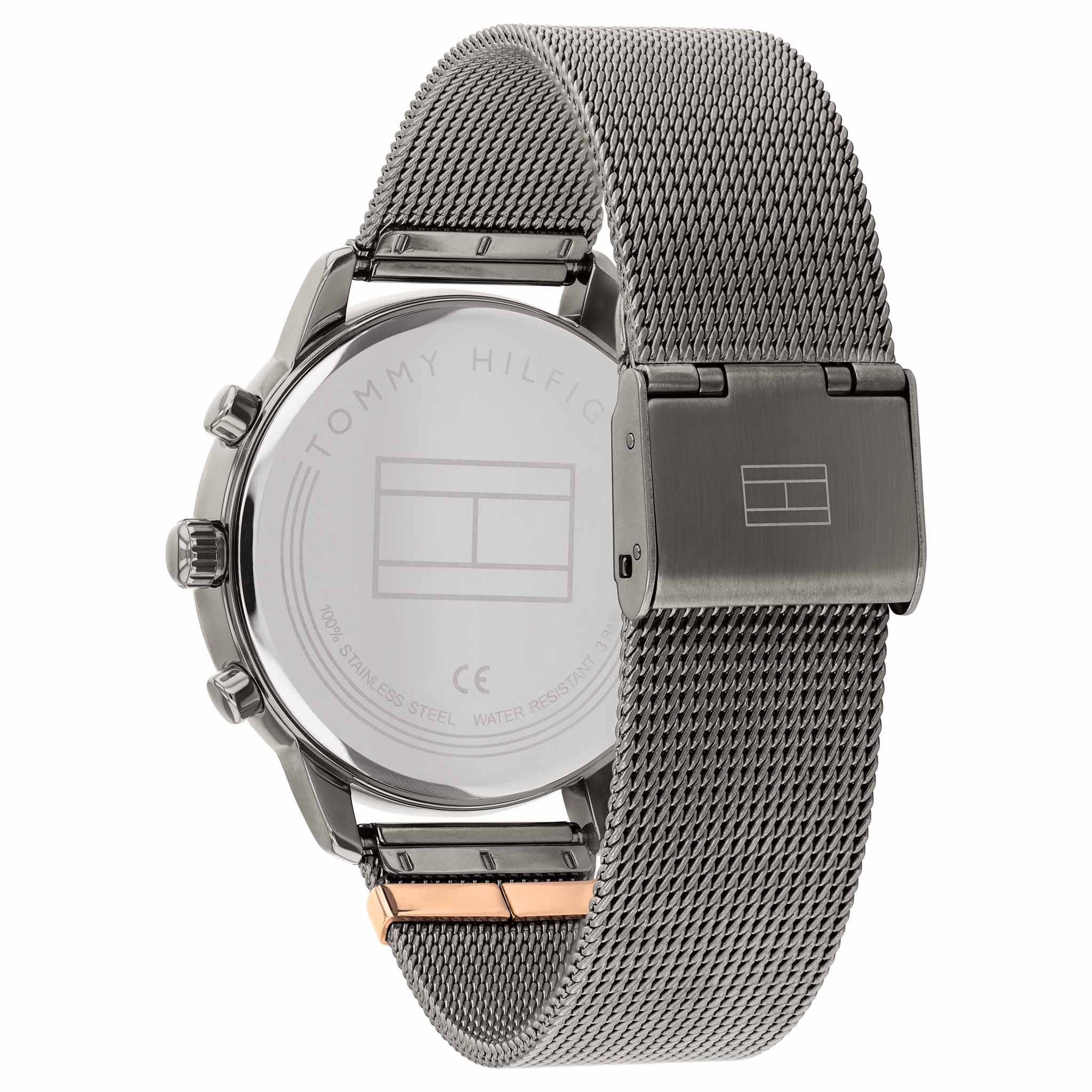 Tommy Hilfiger Grey Stainless Steel Mesh Gunmetal Dial Multi-function Women's Watch - 1782304