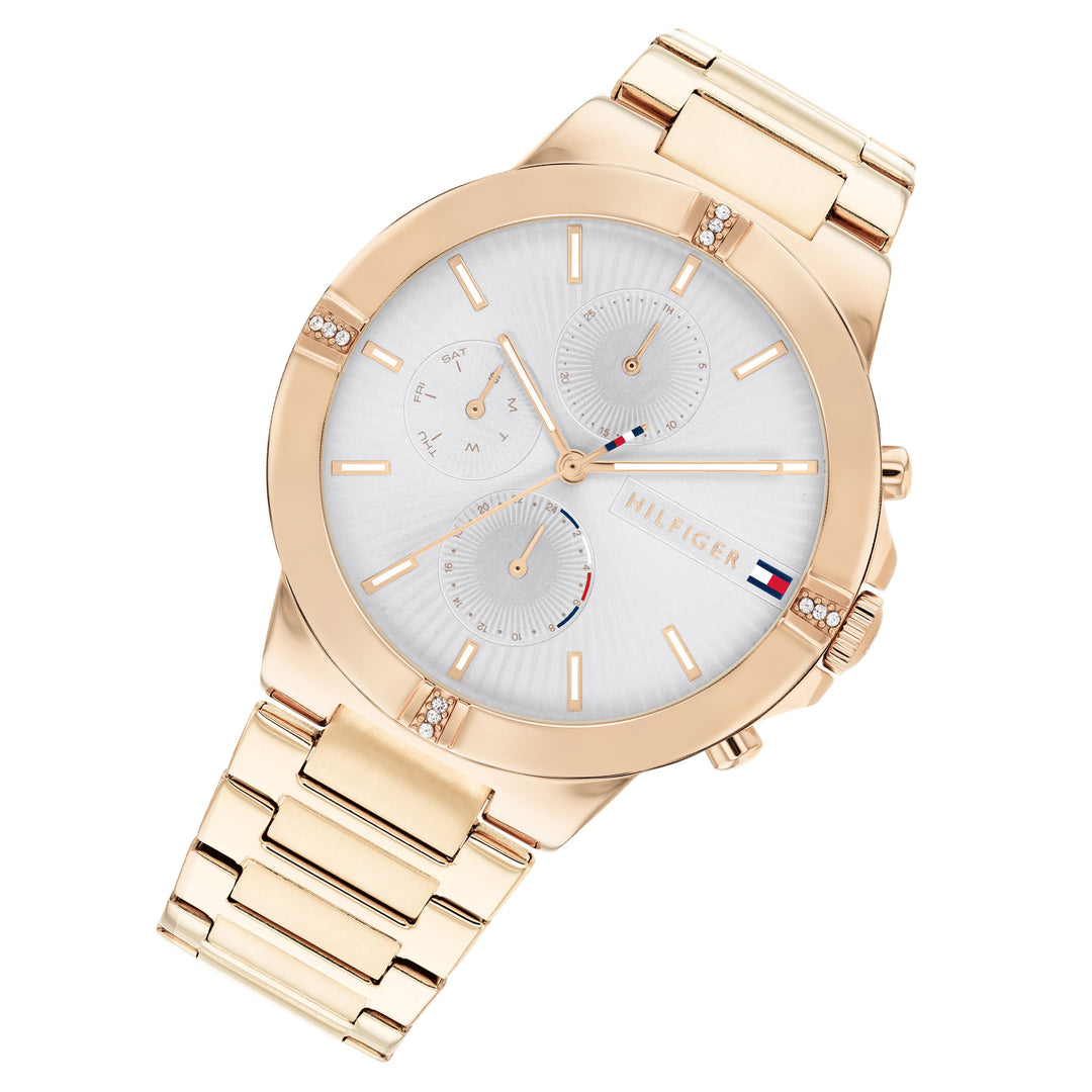 Tommy Hilfiger Carnation Gold Steel Silver White Dial Women's Multi-function Watch - 1782331