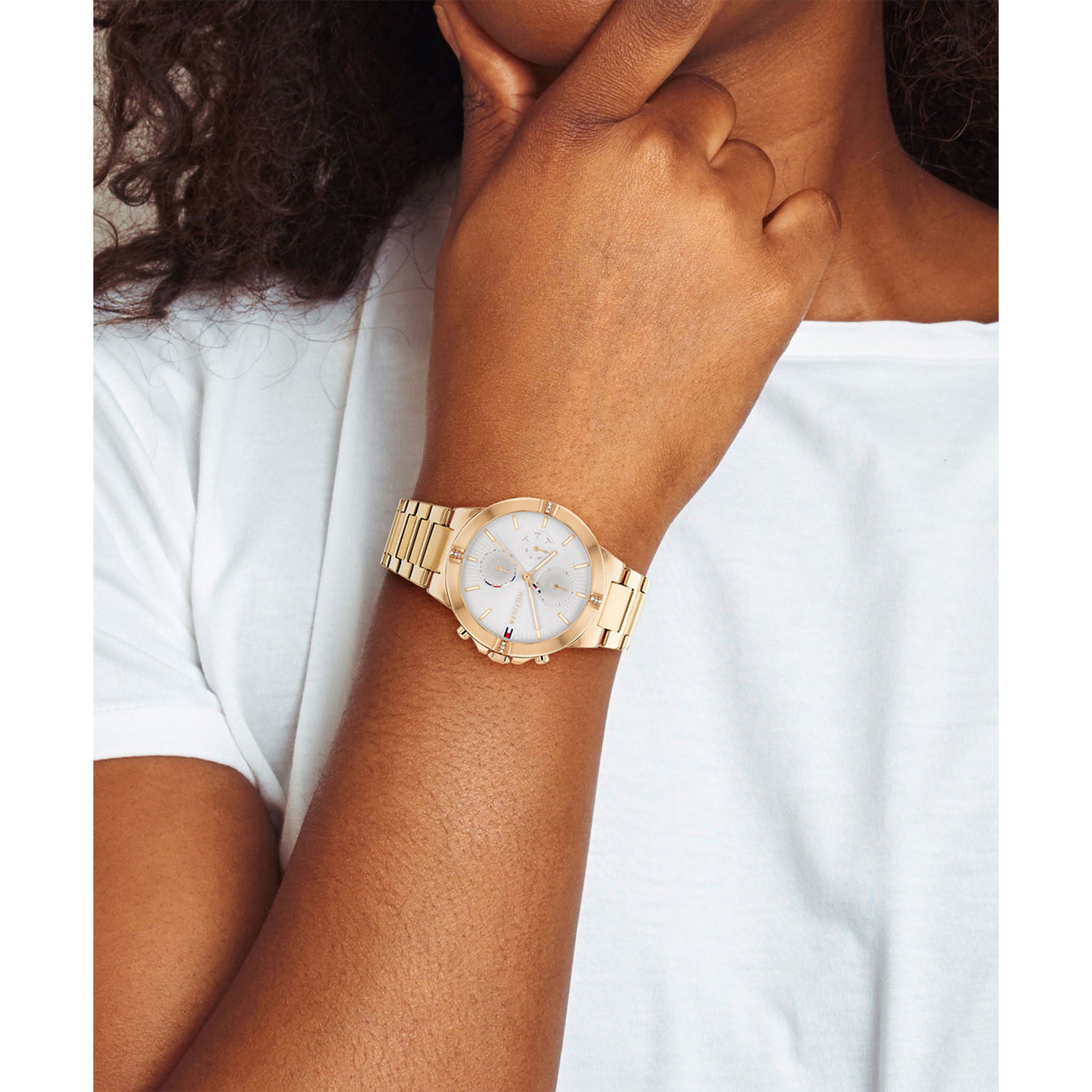 Tommy Hilfiger Carnation Gold Steel Silver White Dial Women's Multi-function Watch - 1782331