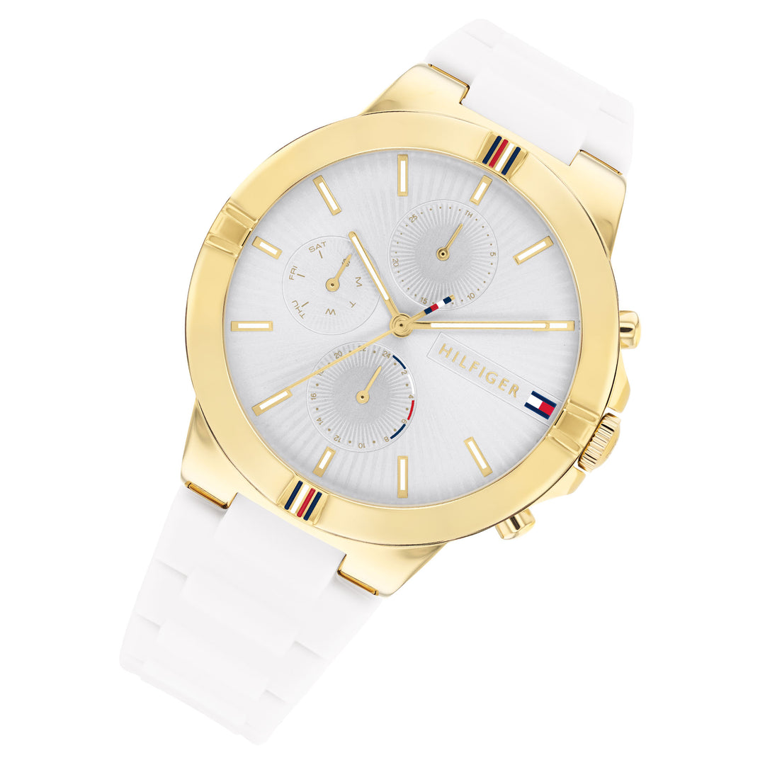Tommy Hilfiger White Silicone Silver Dial Women's Multi-function Watch - 1782333