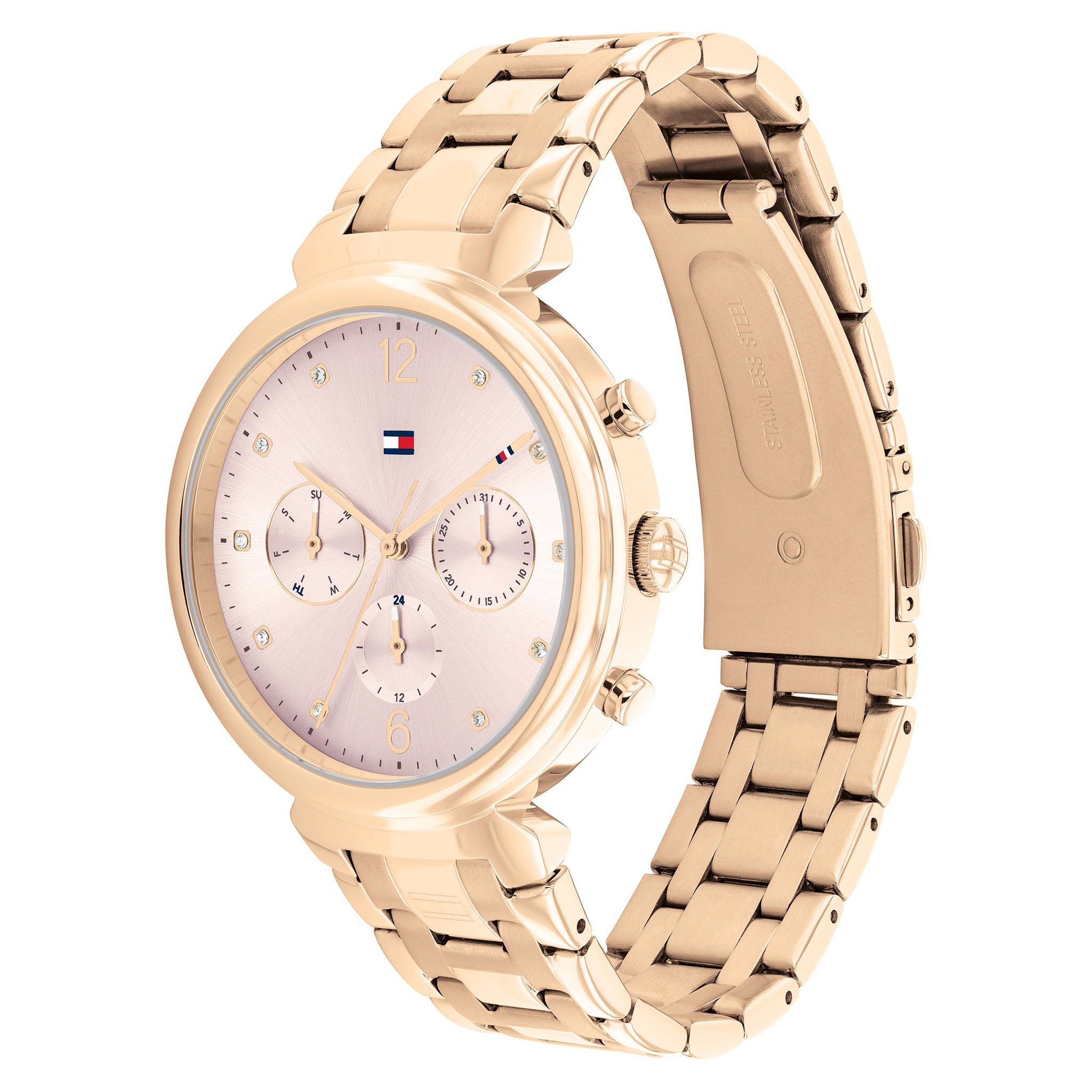 Tommy Hilfiger Carnation Gold Steel Pink Dial Women's Multi-function Watch - 1782345