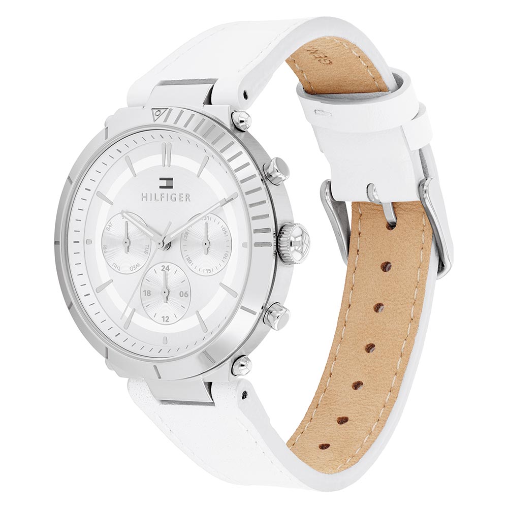 Tommy Hilfiger White Leather Women's Multi-function Watch - 1782352